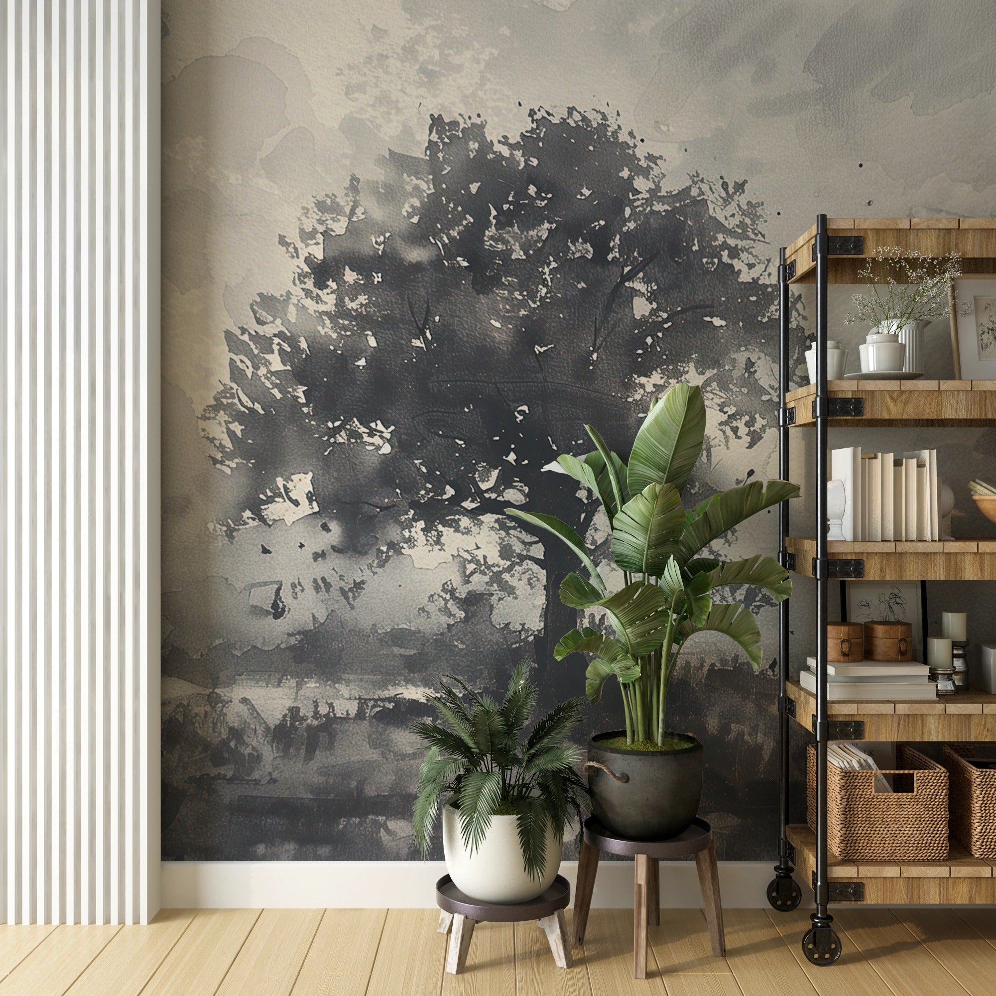 Easy-to-install grey monochrome wallpaper with scenic design
Elegant watercolor tree wallpaper for living rooms and bedrooms