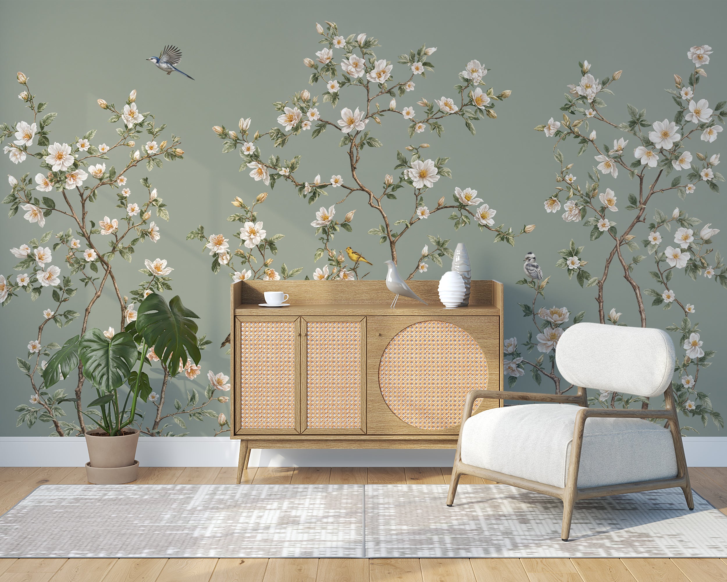Sage green floral removable wallpaper

Soft vintage chinoiserie design