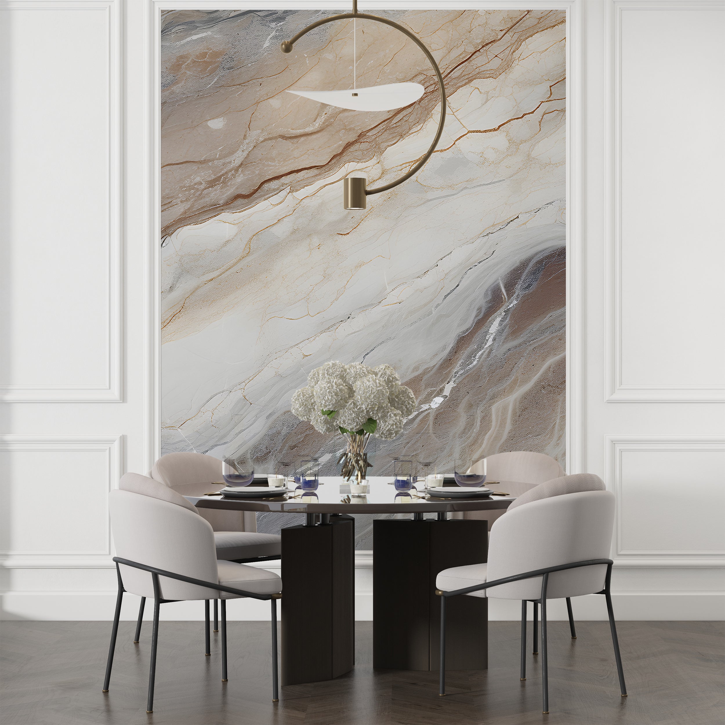 Brown and Beige Marble Peel and Stick Mural