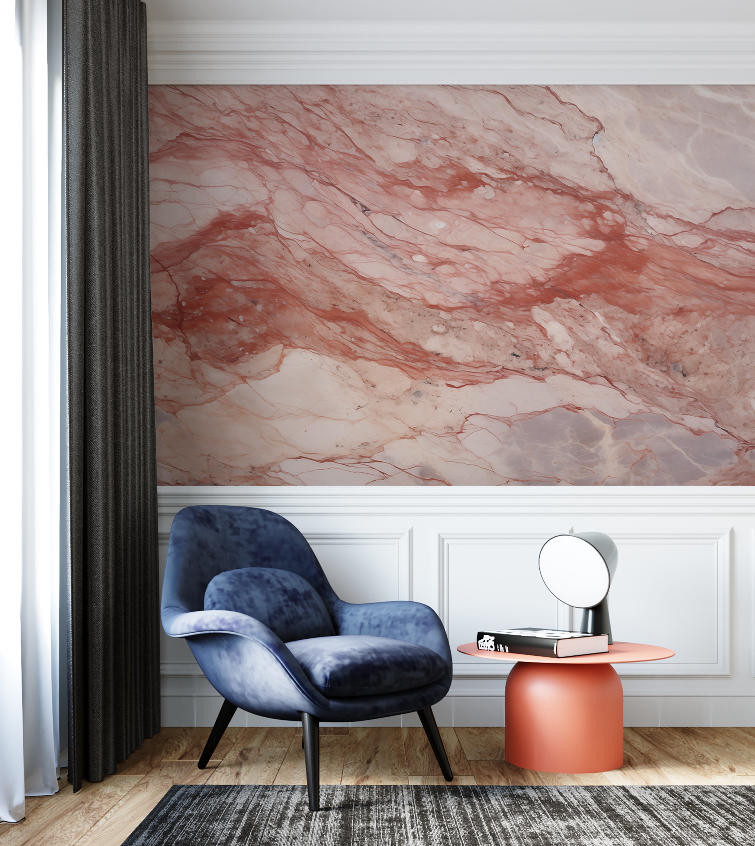 Sophisticated Red Marble Wall Covering