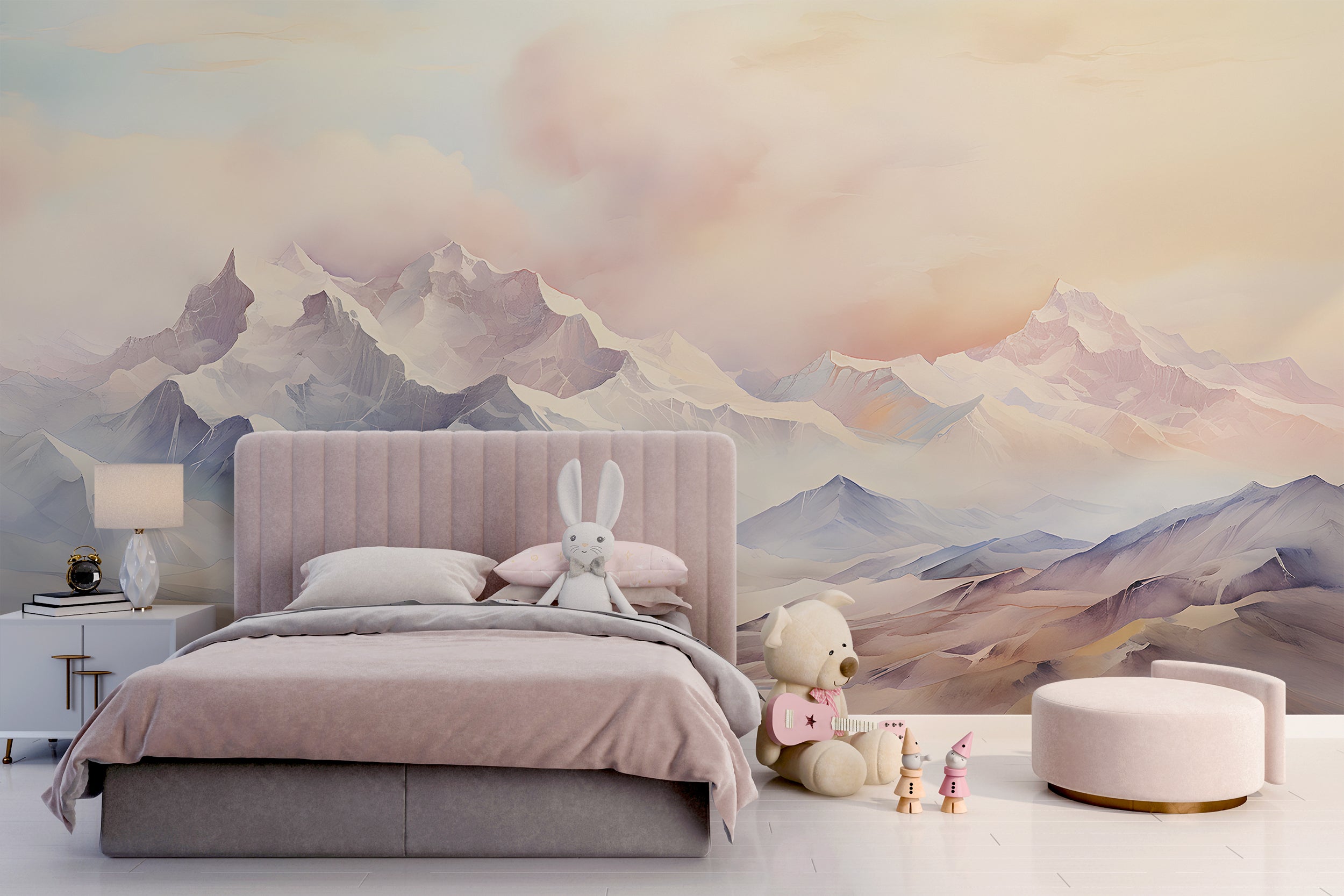 Colorful Snow Mountain Wallpaper for Kids' Room