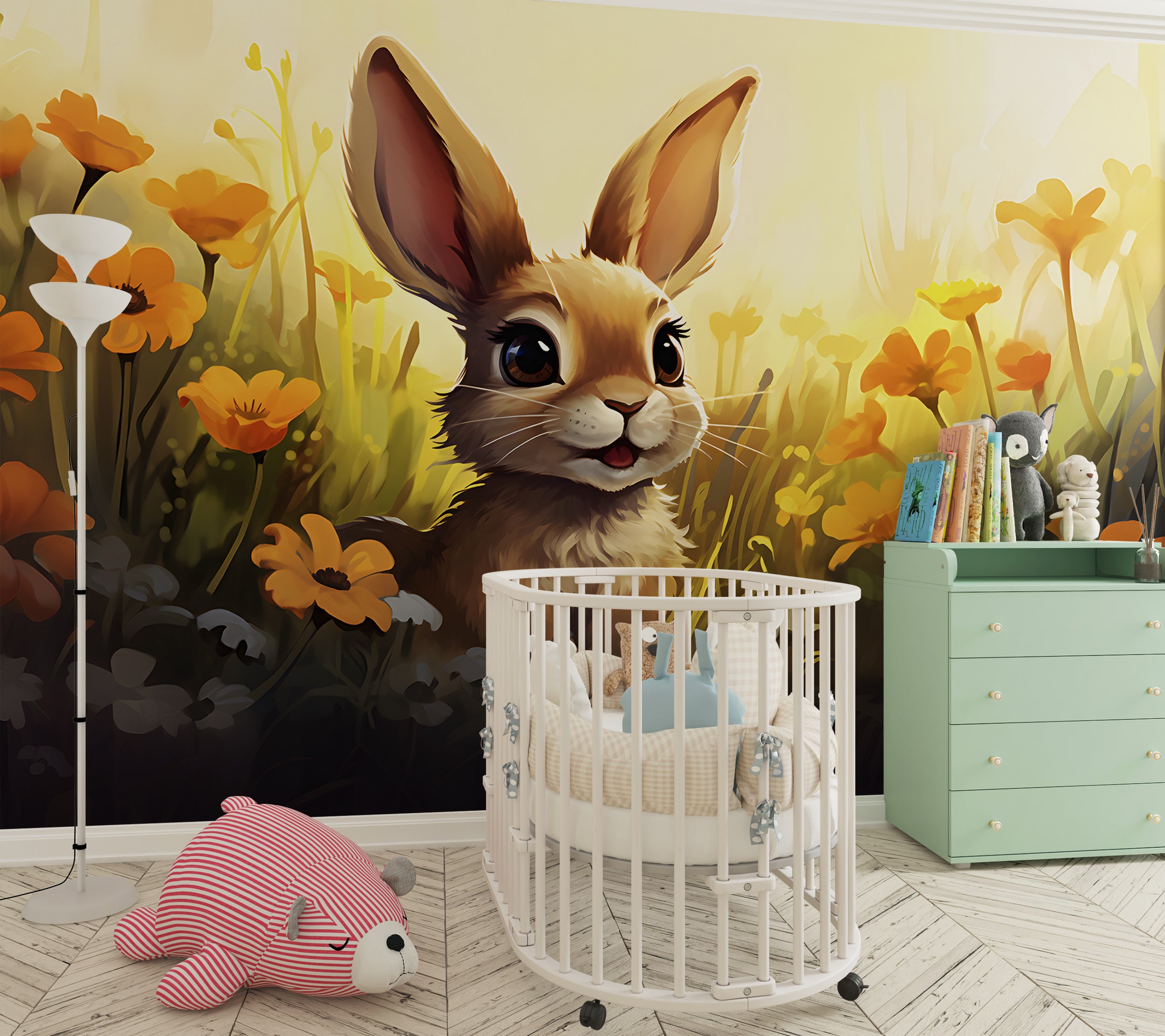 Heartwarming Rabbit Nursery Wall Covering