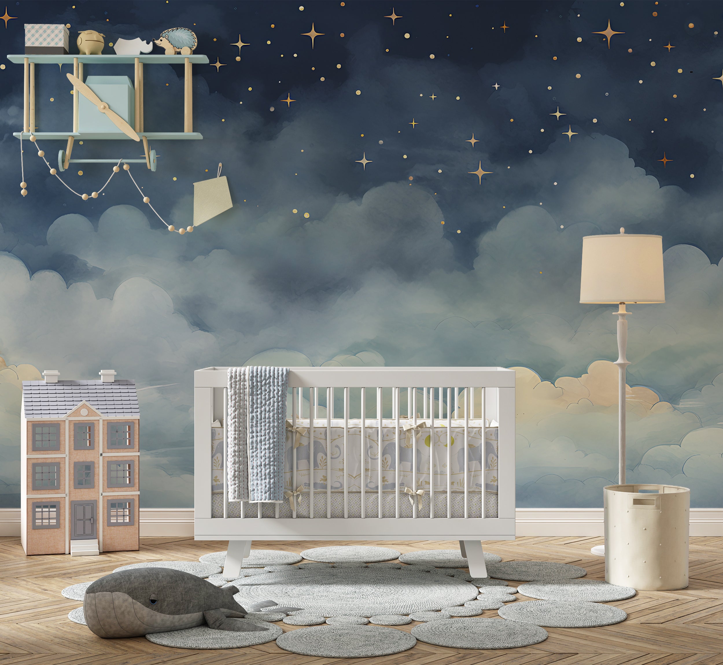Kids Room Stars and Clouds Wall Covering