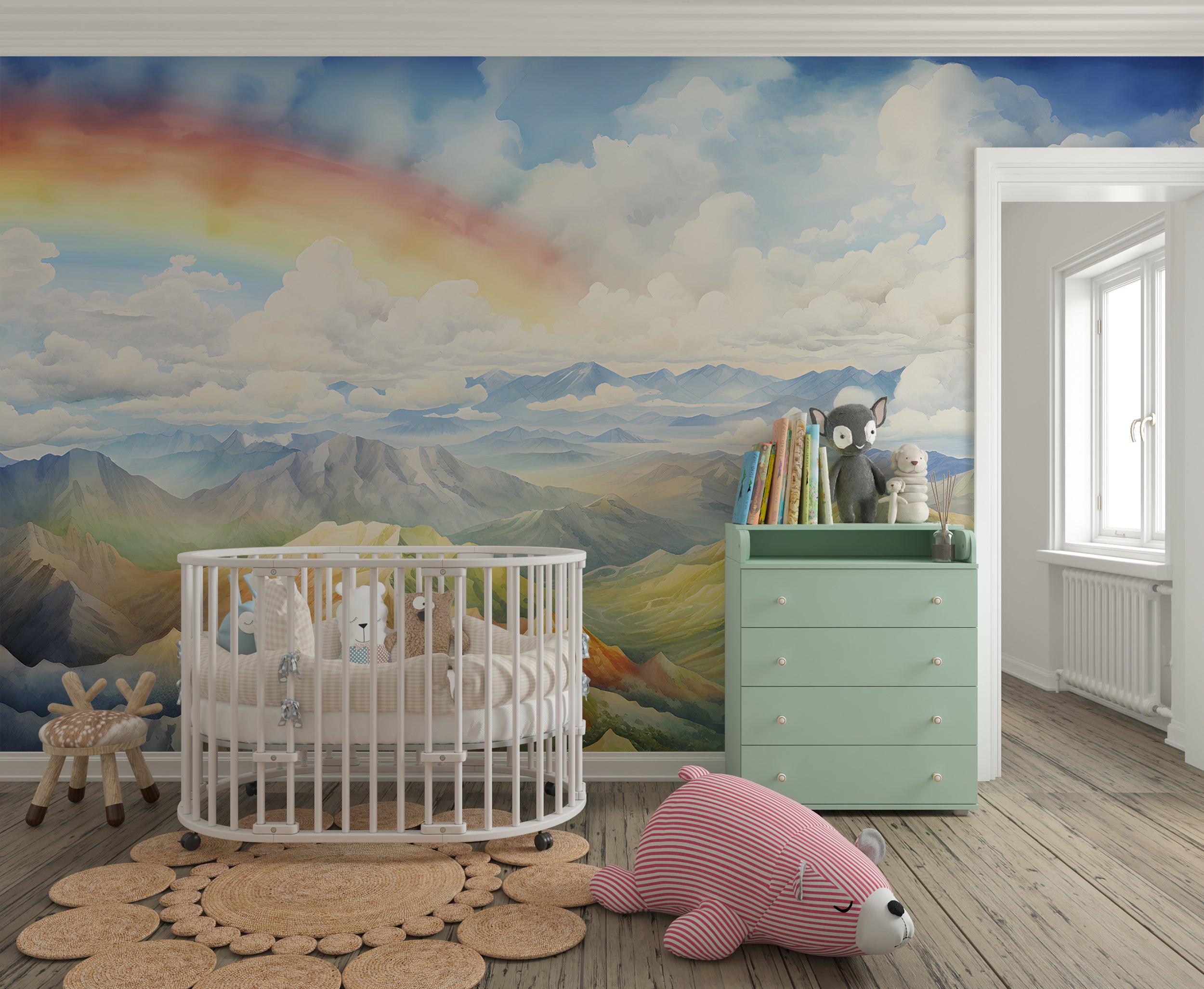 Vibrant Rainbow Nursery Wall Covering