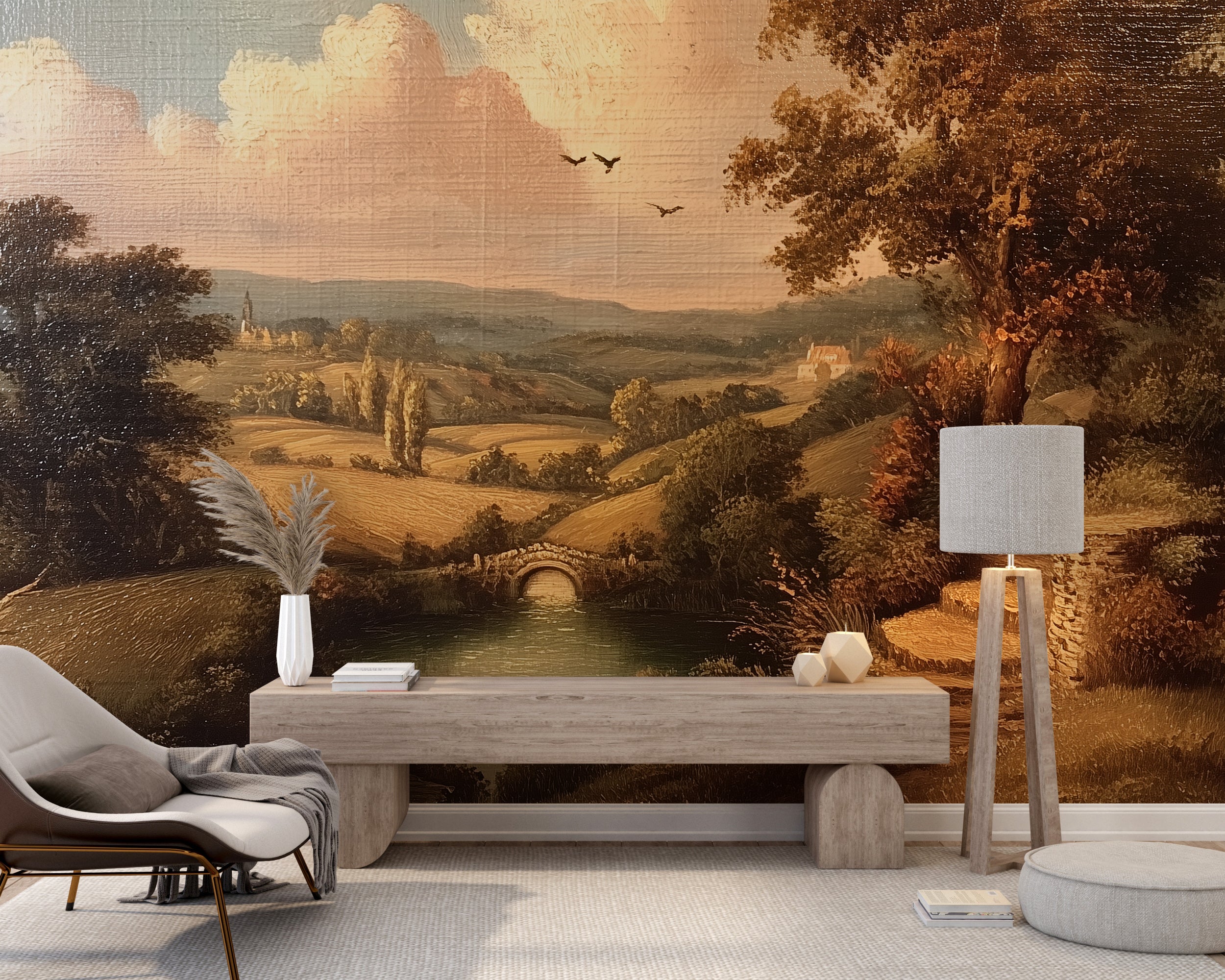 Warm toned scenic wall art

Historical landscape oil painting wallpaper