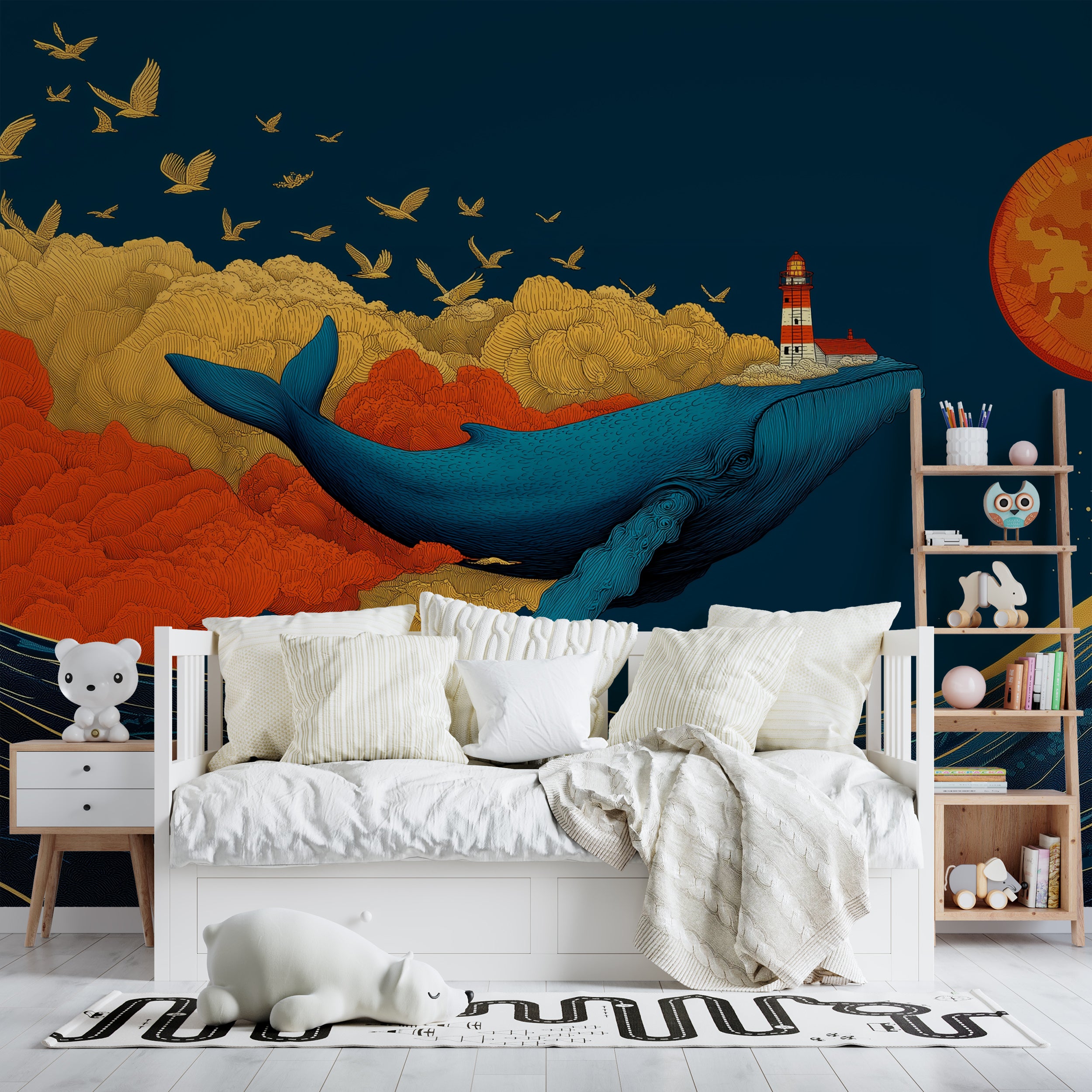 Bold abstract whale design

Artistic whale and ocean wallpaper