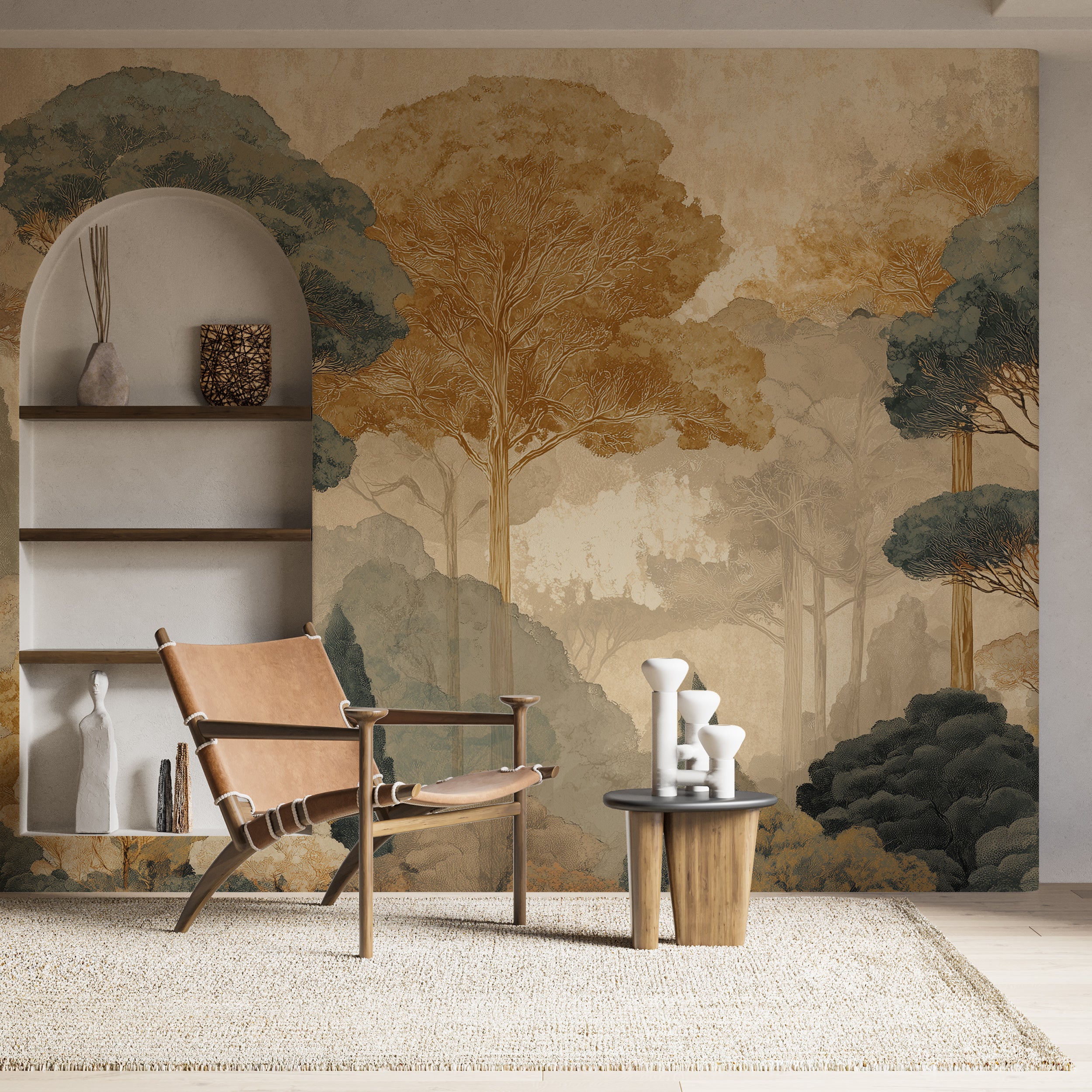 Old style woodland mural wallpaper

Dark green tree mural for interiors