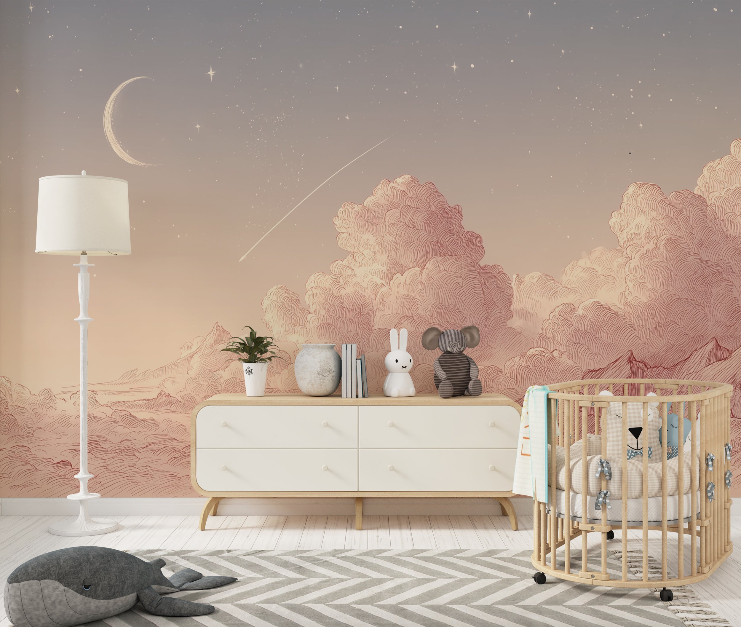Blush celestial sky wall mural

Peel and stick night sky wallpaper for kids