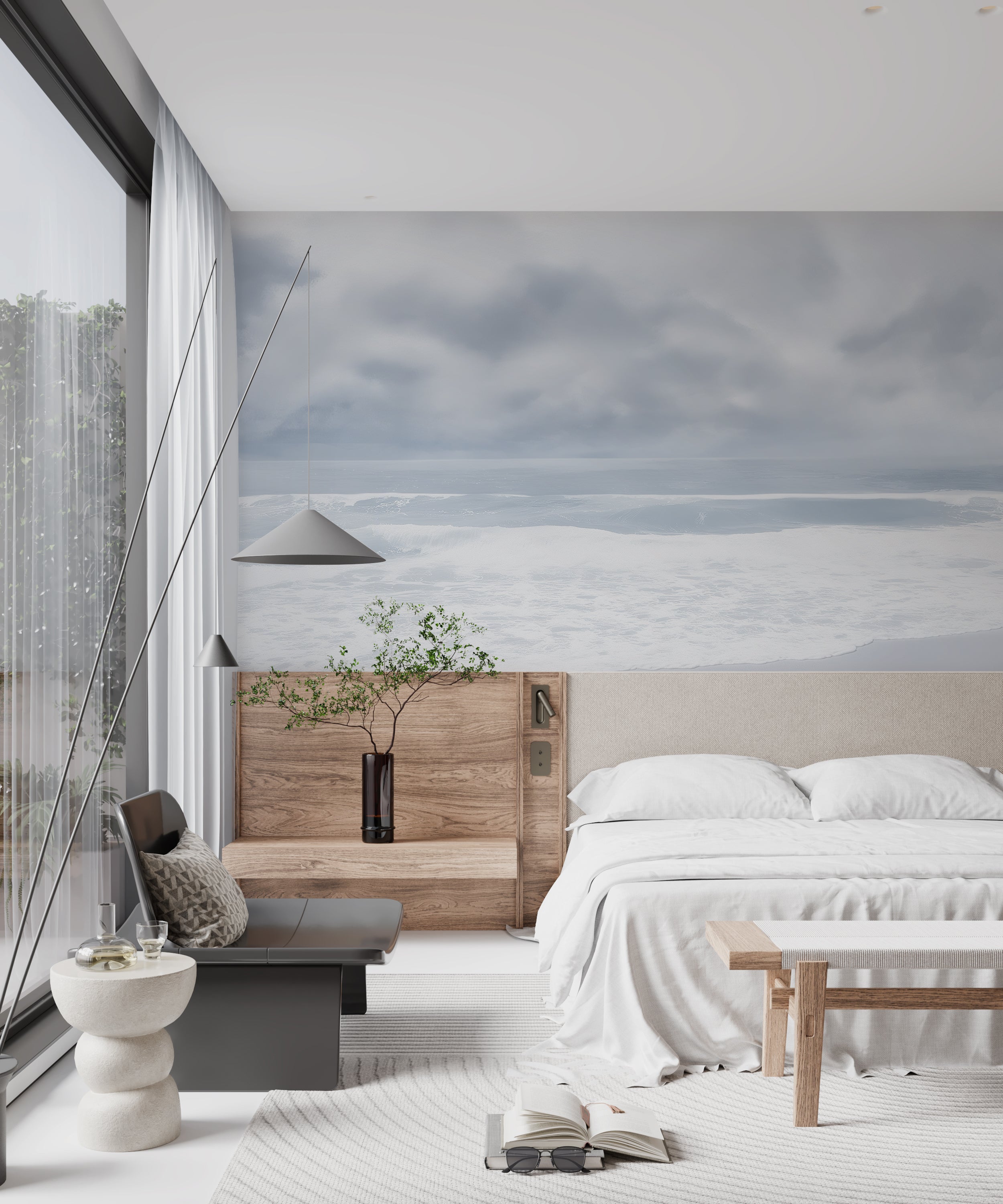 tranquil sea and clouds mural

pale blue coastal mural