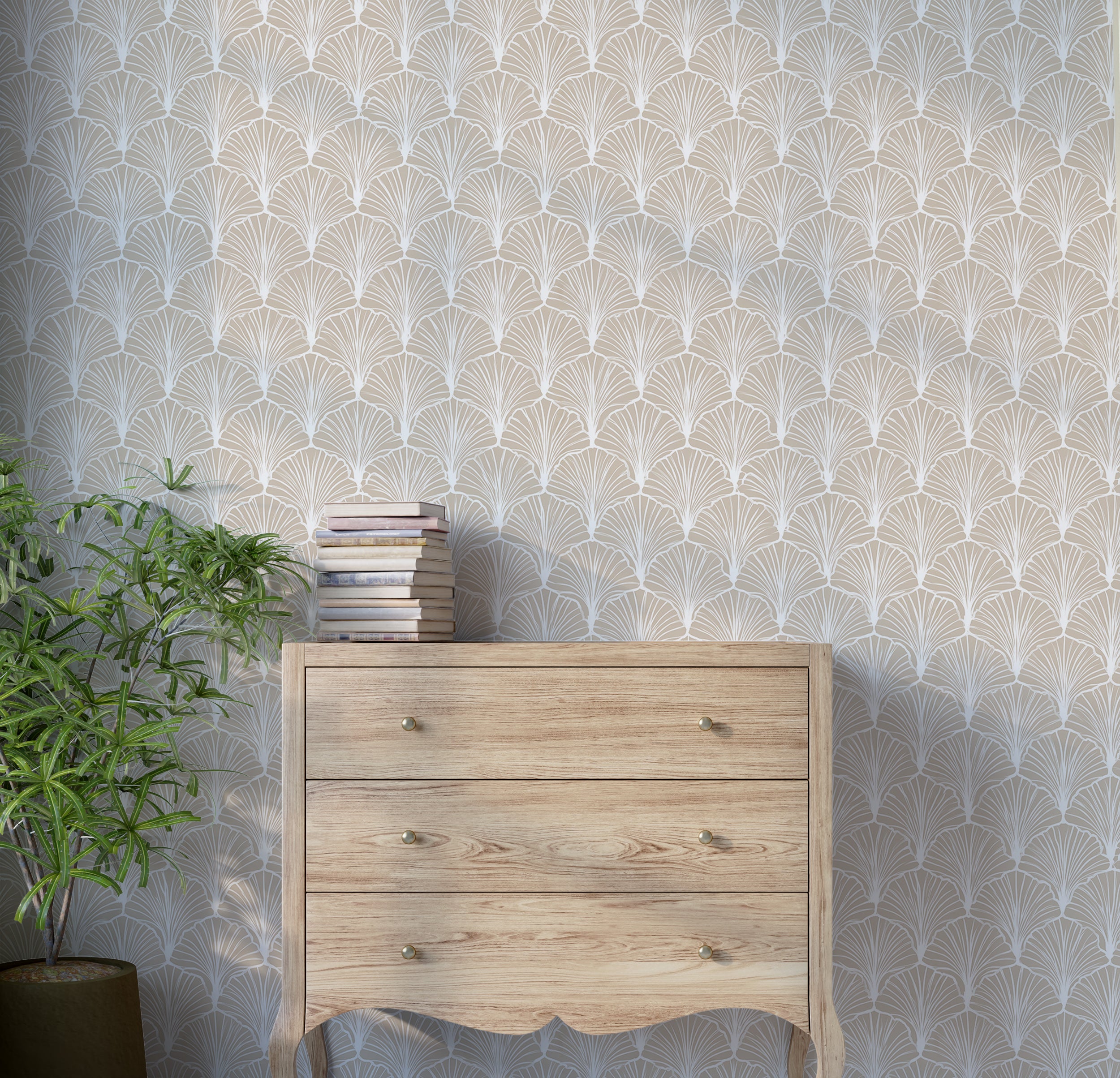 Neutral ginkgo repeating wallpaper design

Soft beige leaf wall mural with ginkgo motif