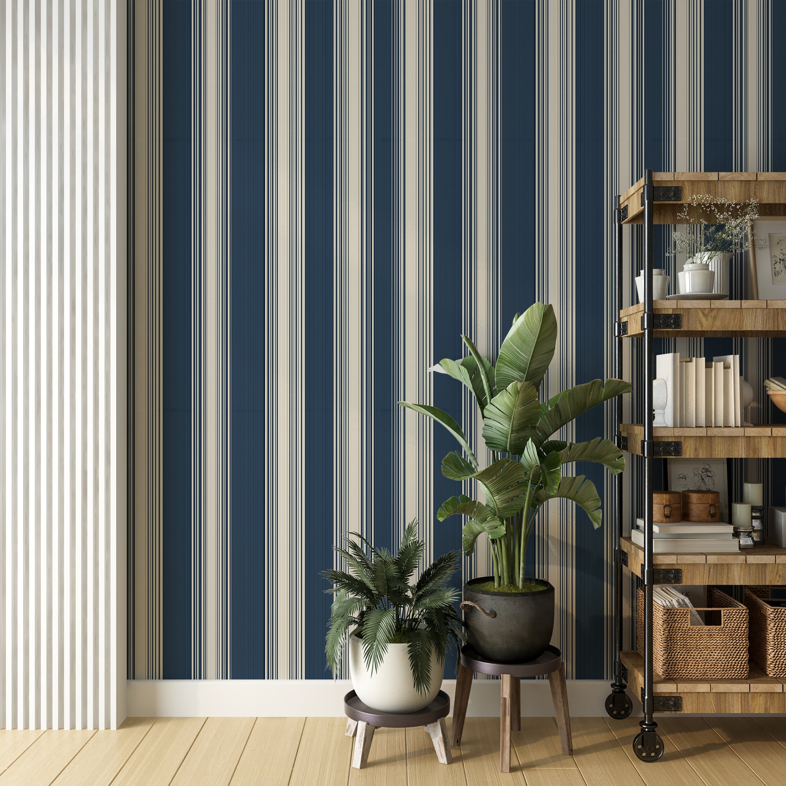 Elegant blue and white lines wallpaper

Preppy style striped wallpaper pattern
