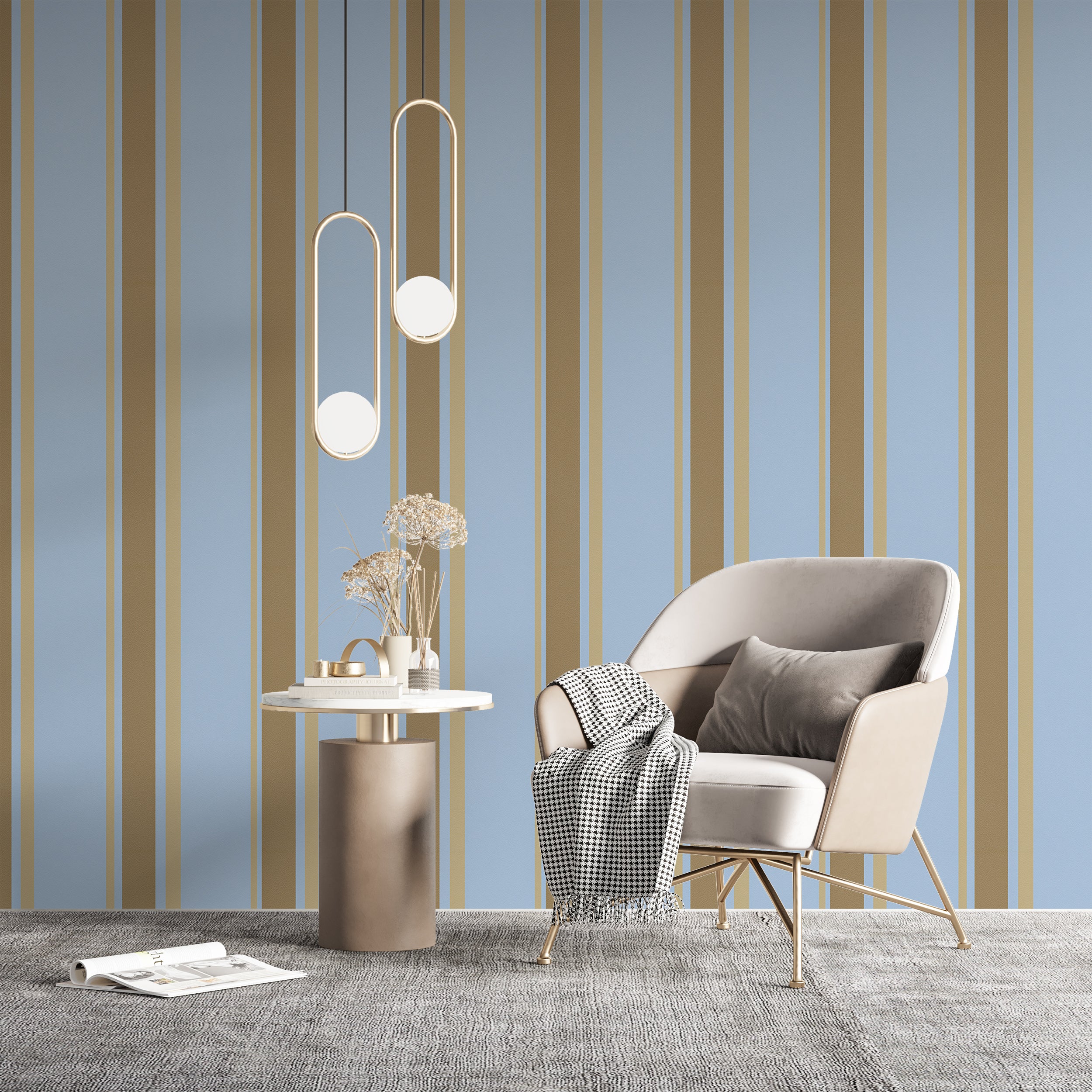Narrow and wide stripe wall print

Modern classic striped wallpaper