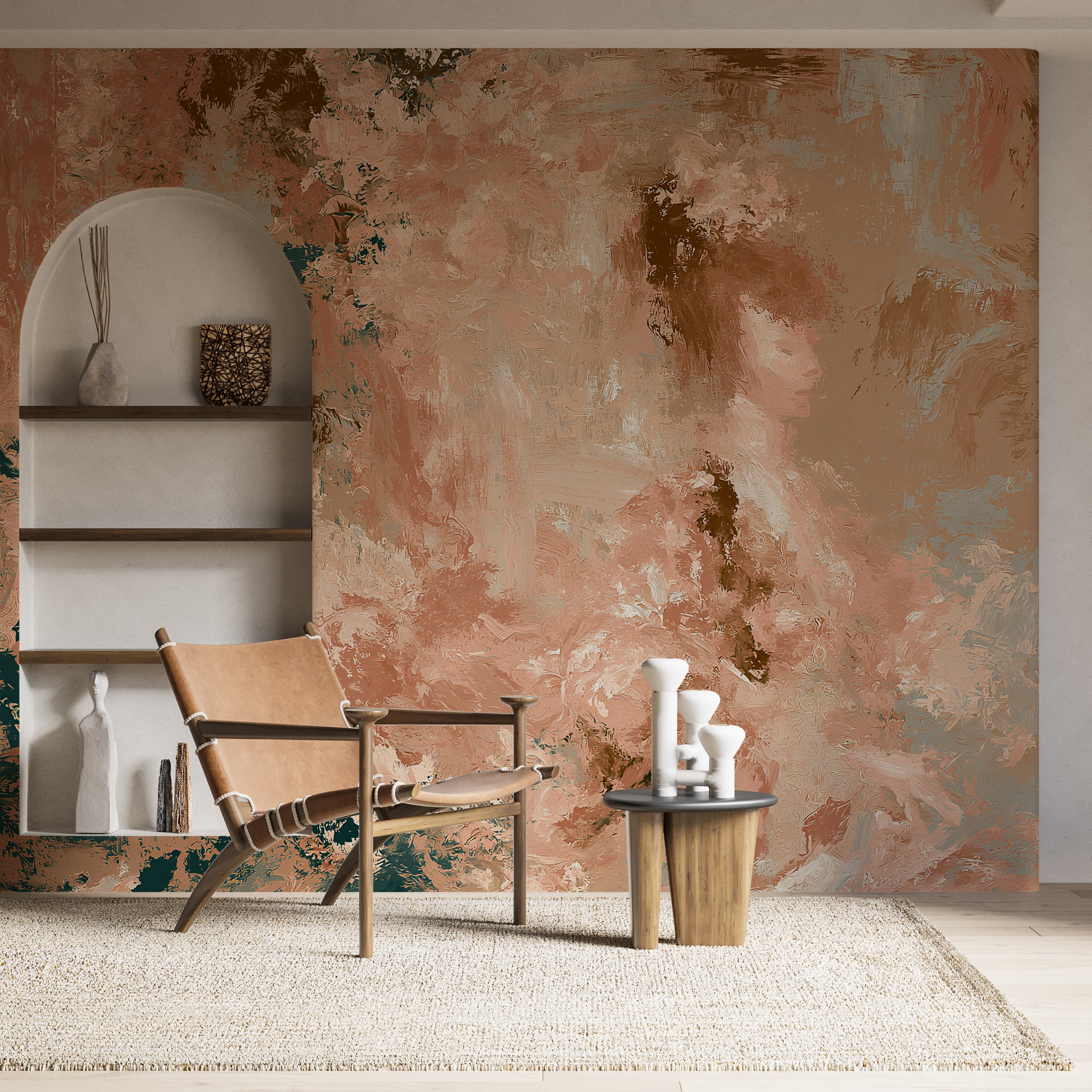 artistic abstract wallpaper with layered brush strokes
modern maximalist wallpaper in warm neutral colors