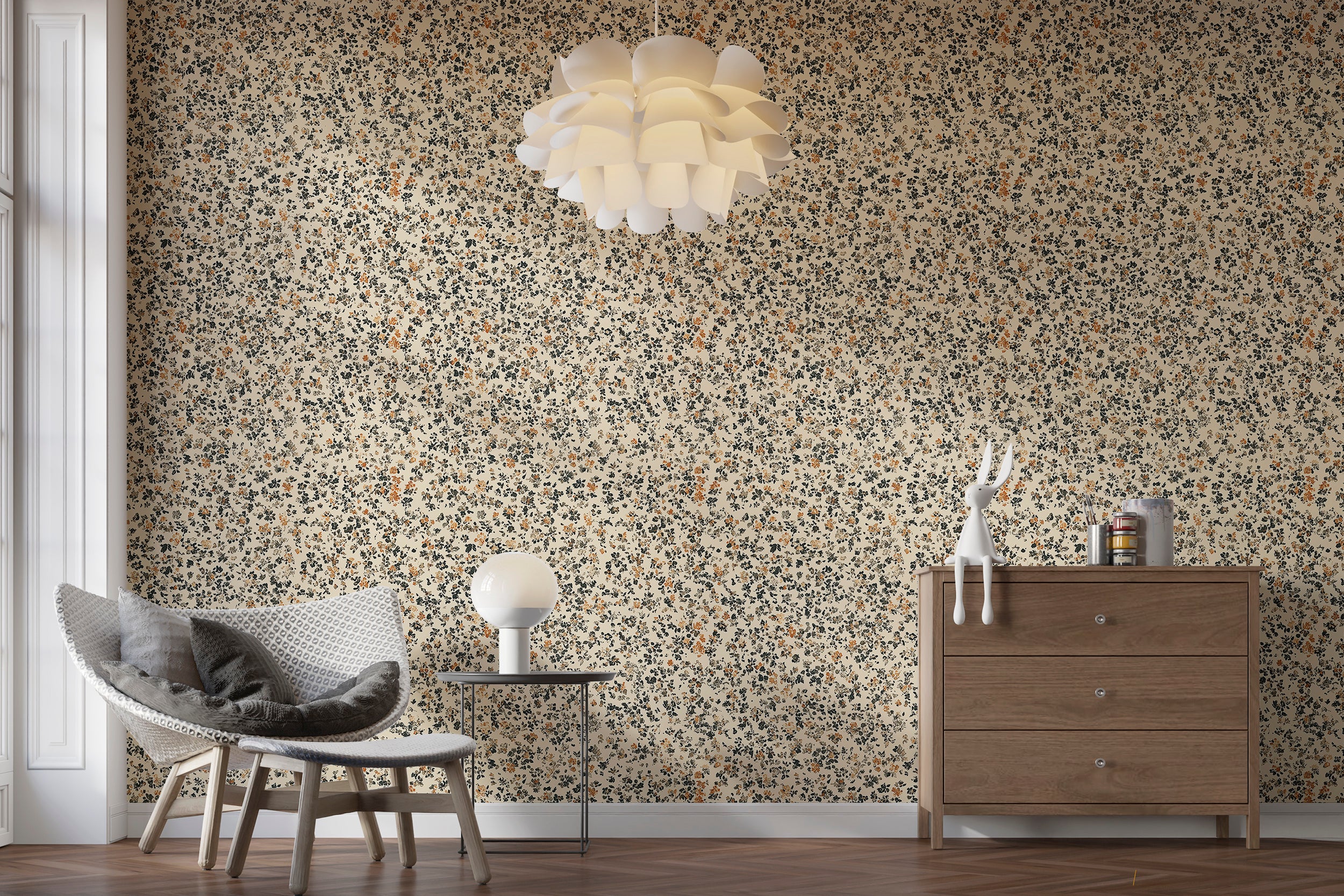 Nature-inspired dots wallpaper for accent walls
Small flowers wallpaper for elegant floral wall decor