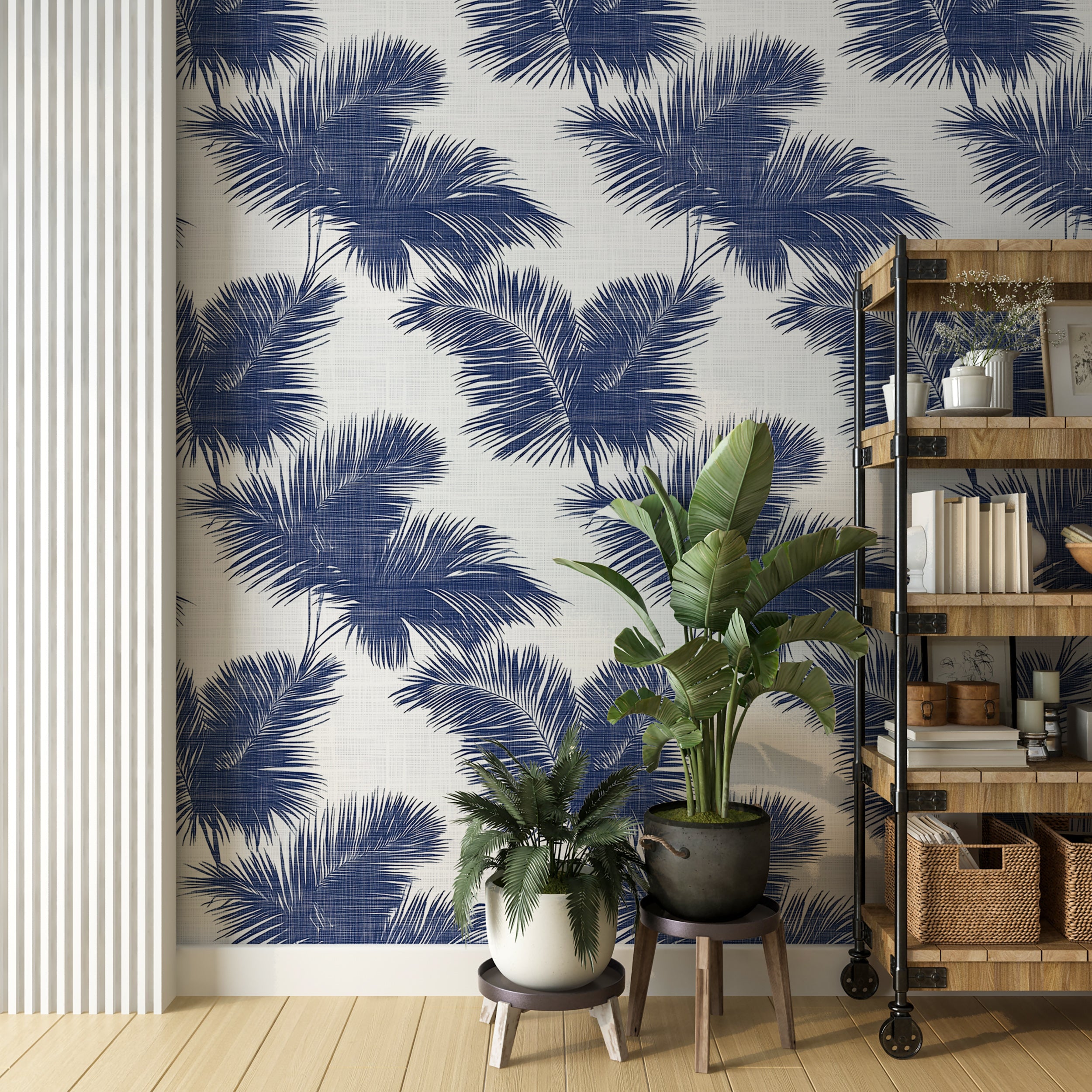 Minimalist palm leaf wallpaper for coastal and tropical spaces
Peel and stick tropical wallpaper for modern beach house vibes