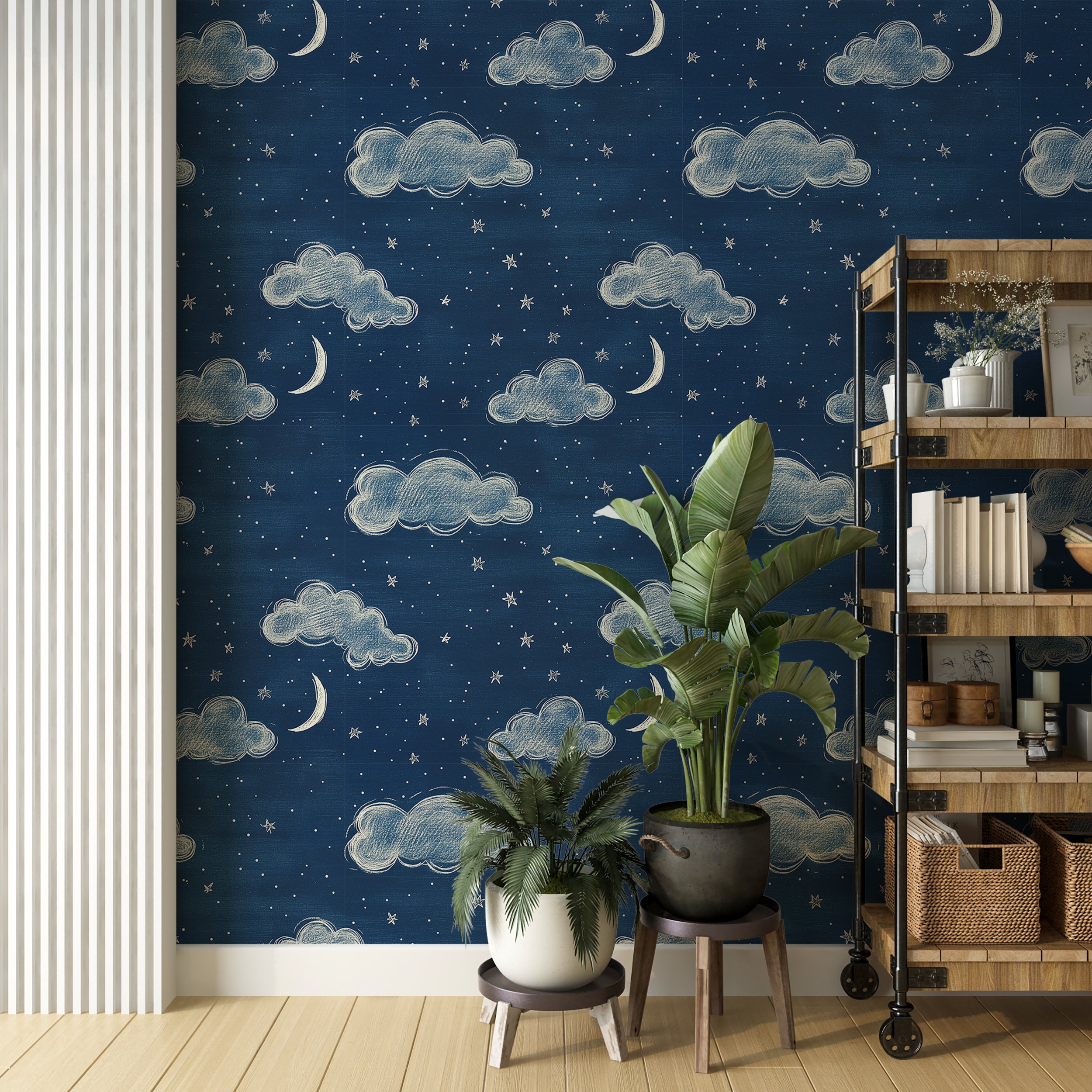 Easy-to-remove wallpaper with starry night pattern
Starry sky wallpaper ideal for children’s bedrooms