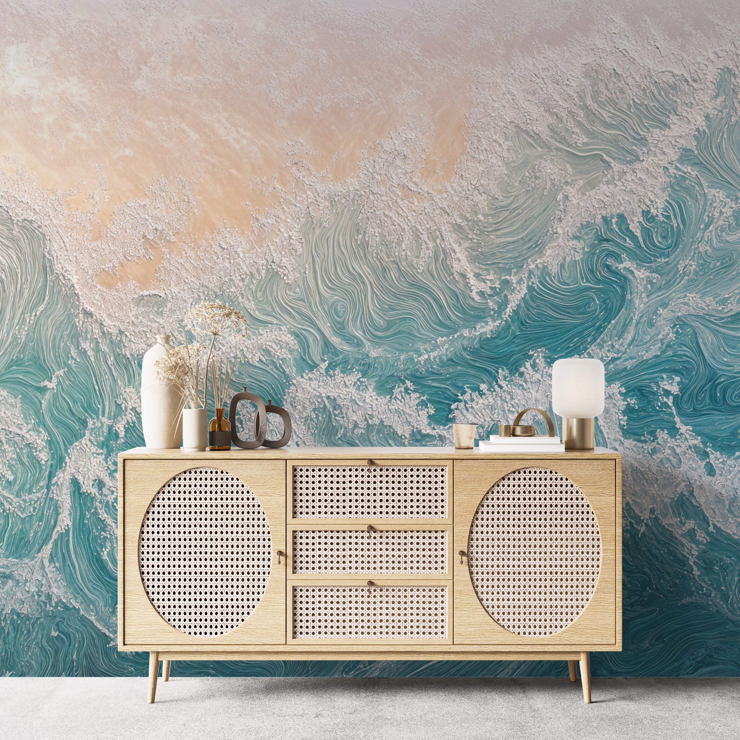 Serene shoreline peel-and-stick wallpaper.
Tropical beach waves mural for modern homes.