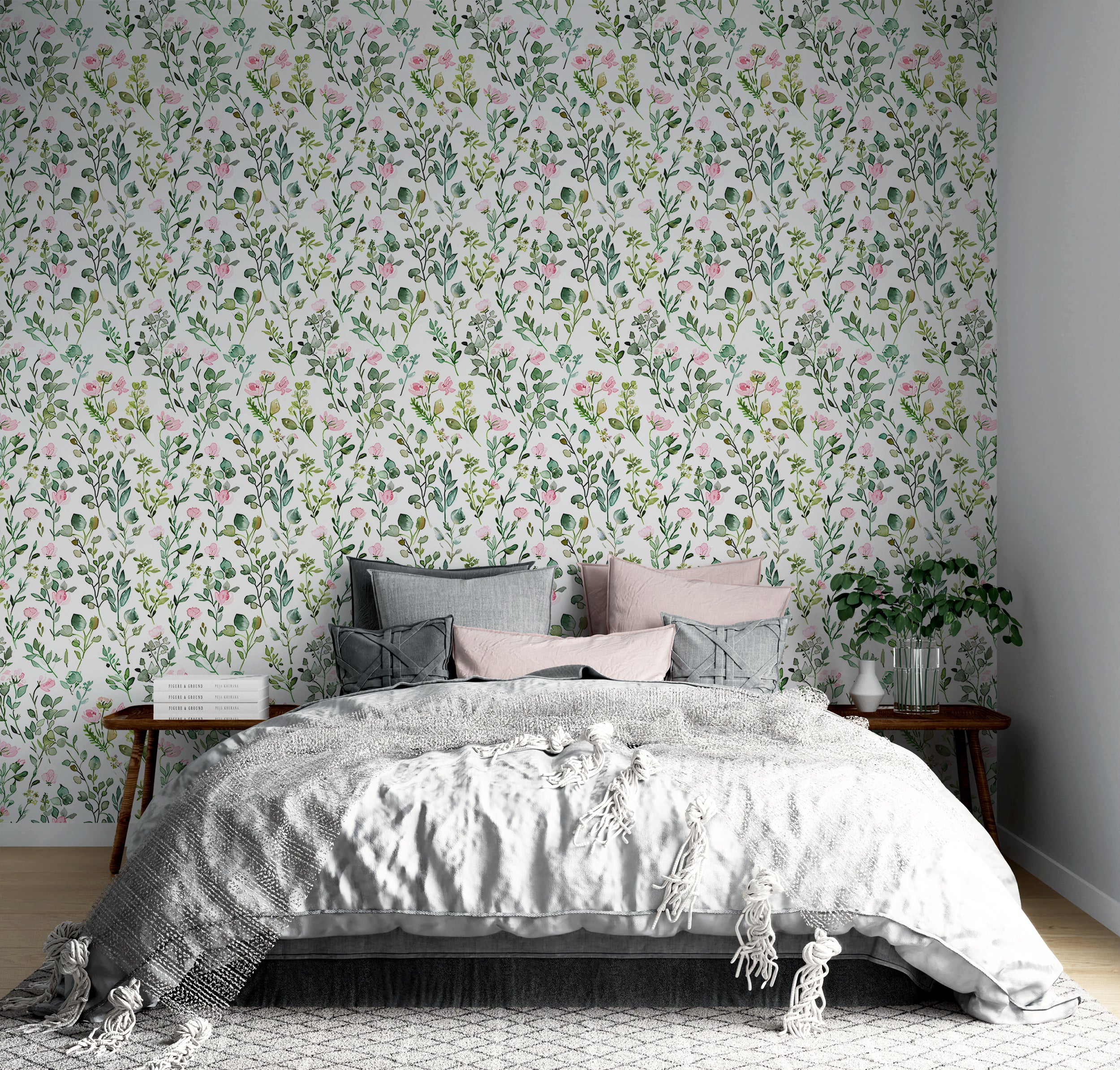 Meadow Flowers Wall Decal, Soft Botanical Peel and Stick Art