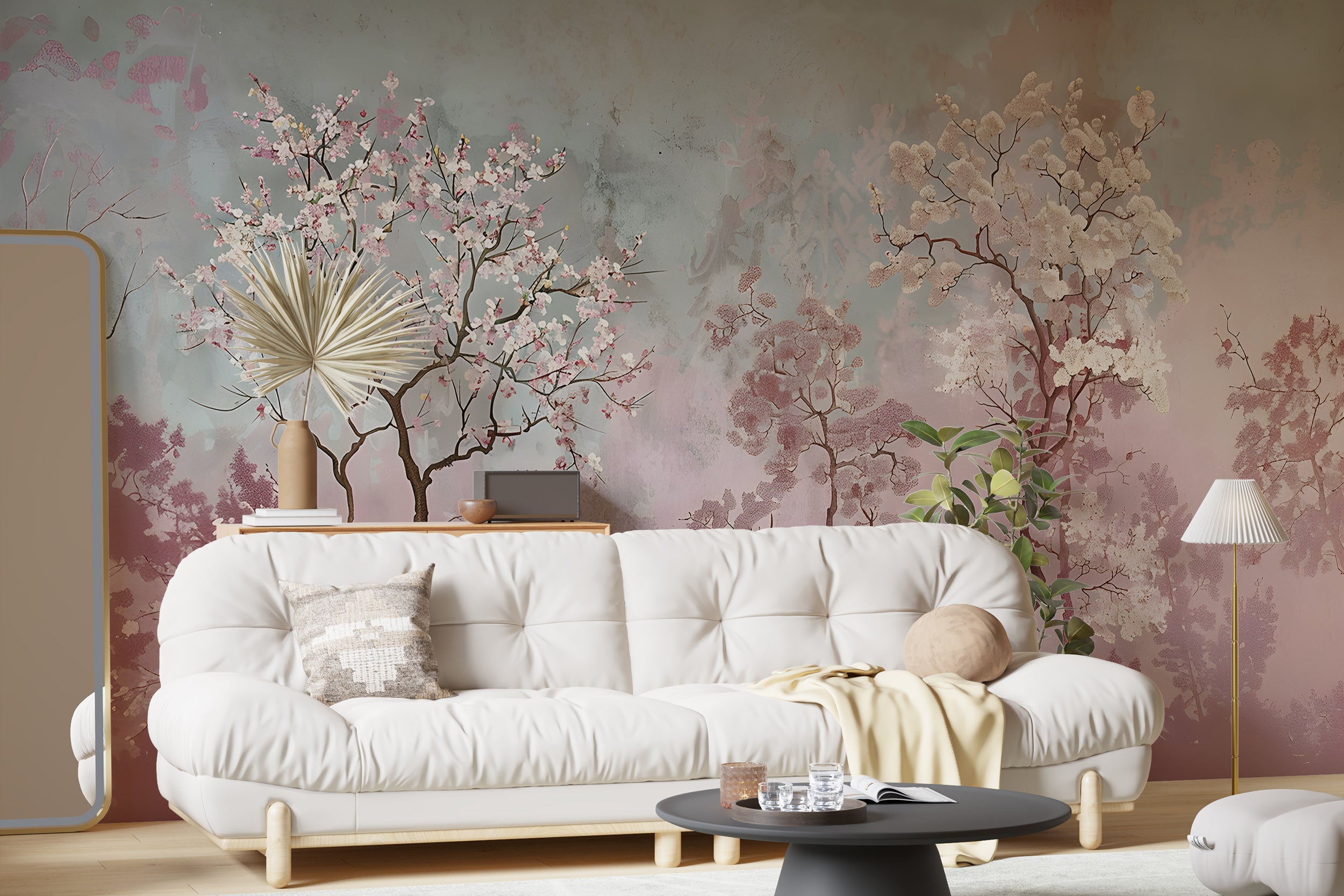 Soft pink Japanese tree wallpaper