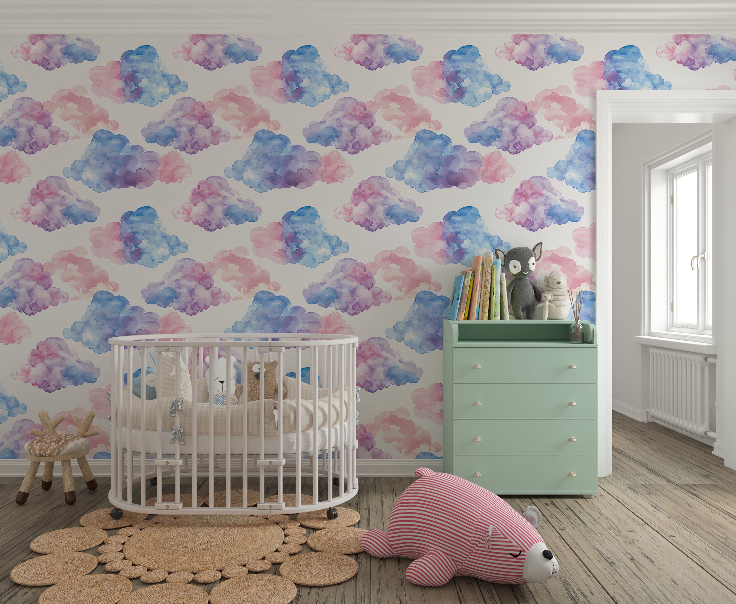 Nursery cloud pattern wall decor