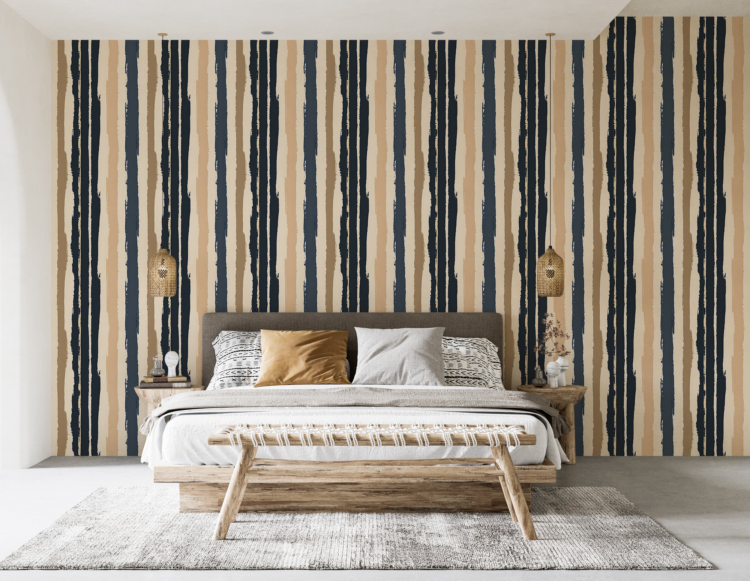 Peel and stick striped wall decor