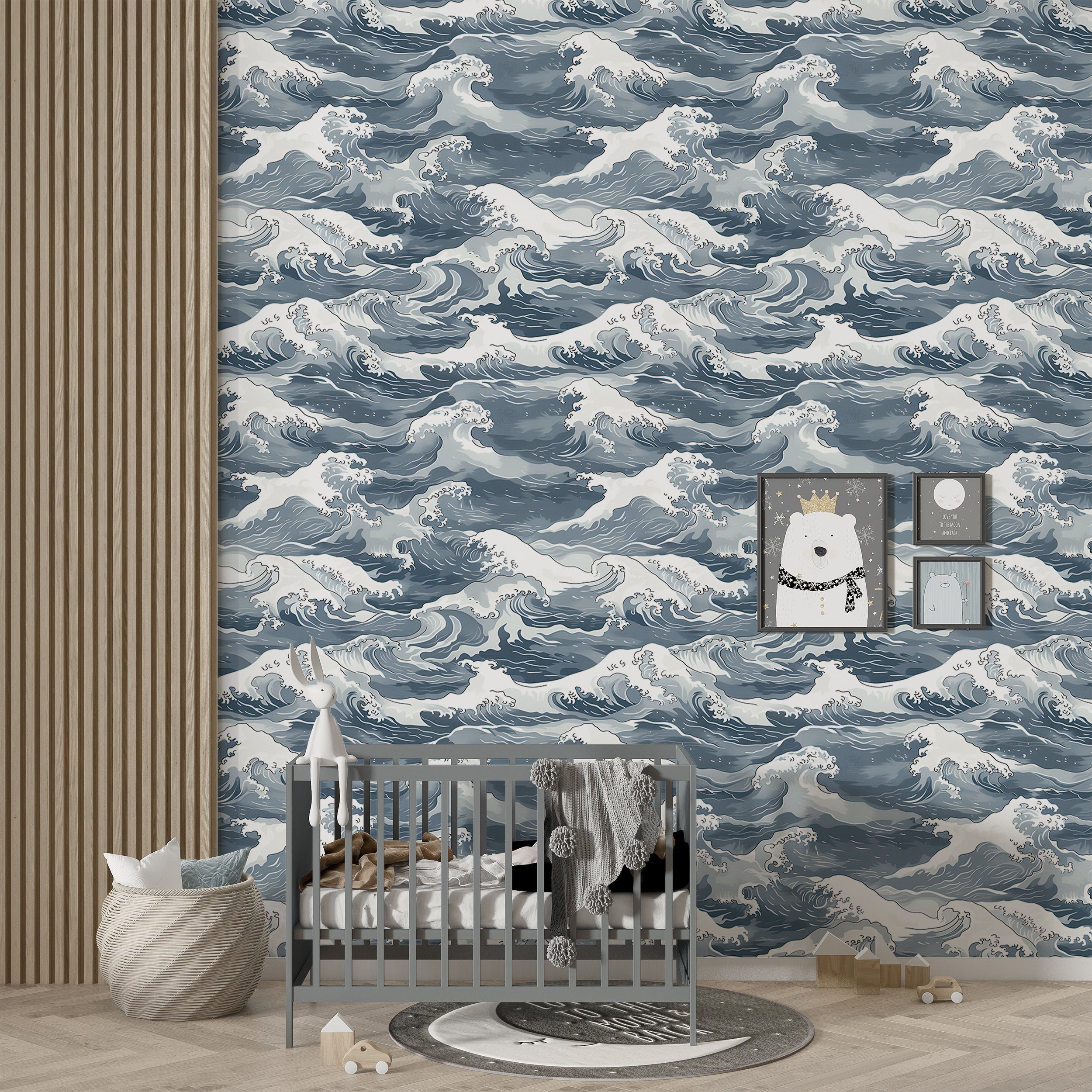 Coastal vibe soft blue wallpaper Removable ocean waves wall mural