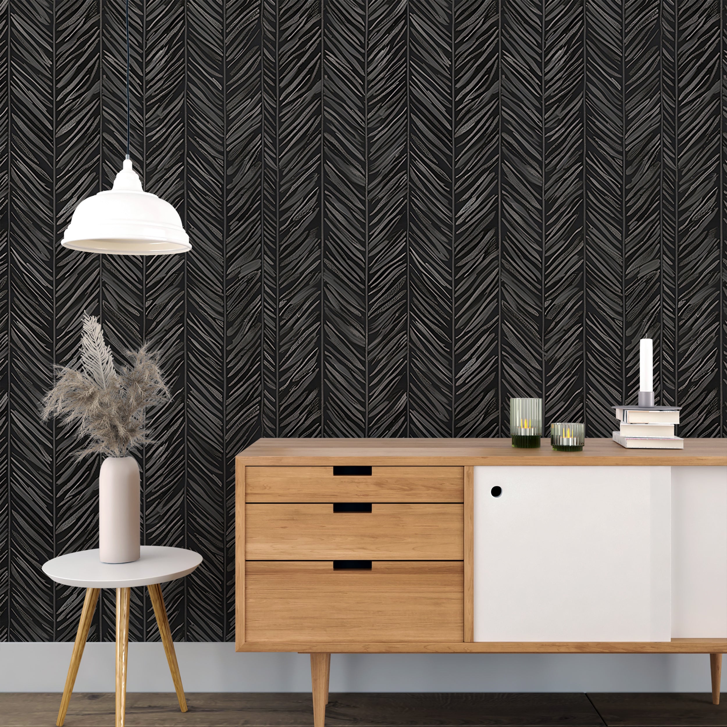 Modern dark grey geometric wallpaper