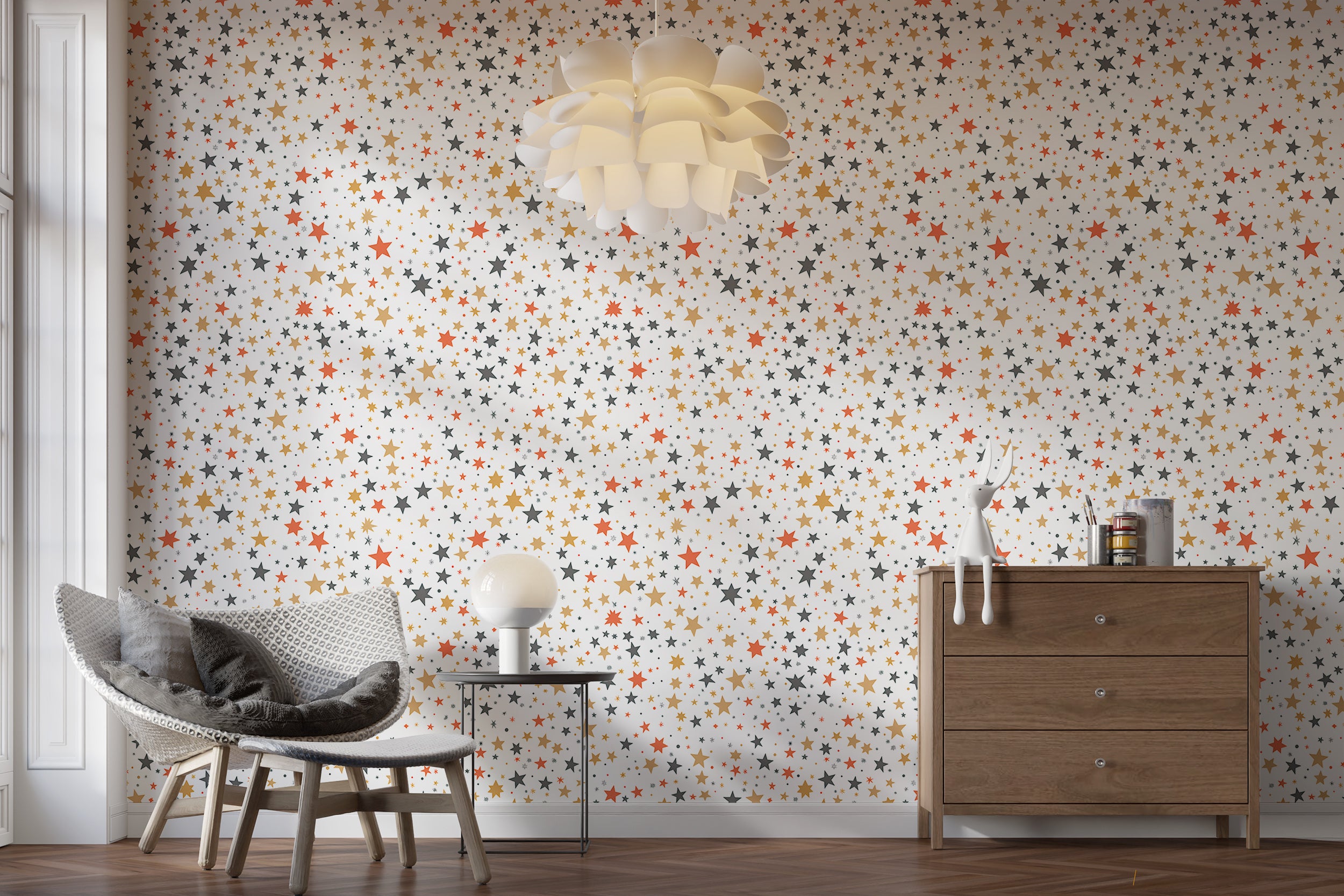 Easy-to-apply starry wallpaper for kids' rooms