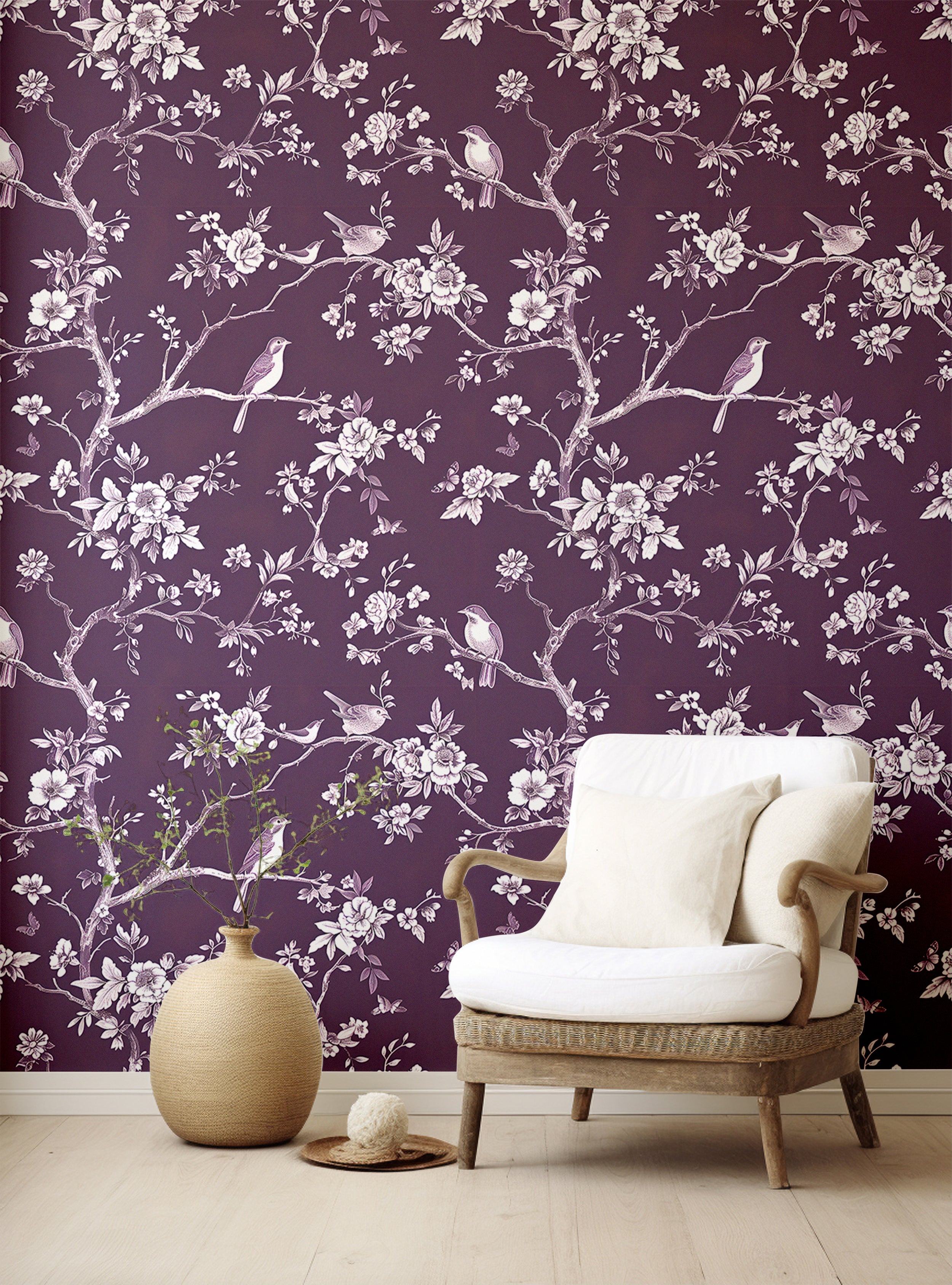 Botanical wallpaper for bedrooms and dining areas