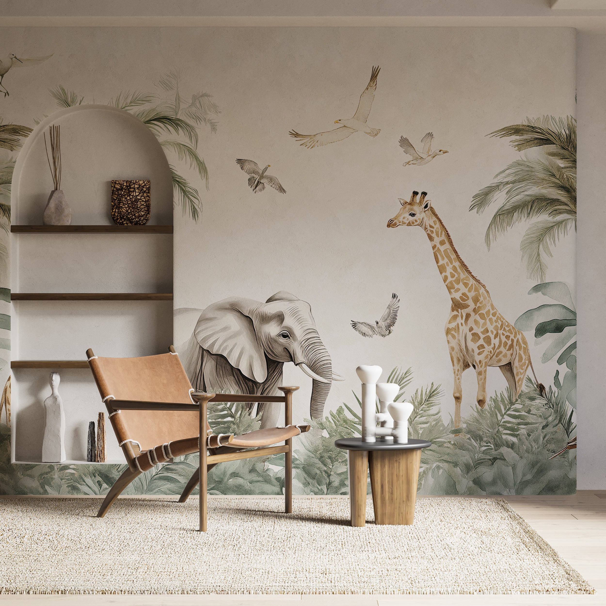 Removable wild animals jungle mural for children
Elephant and giraffe wall art for nursery