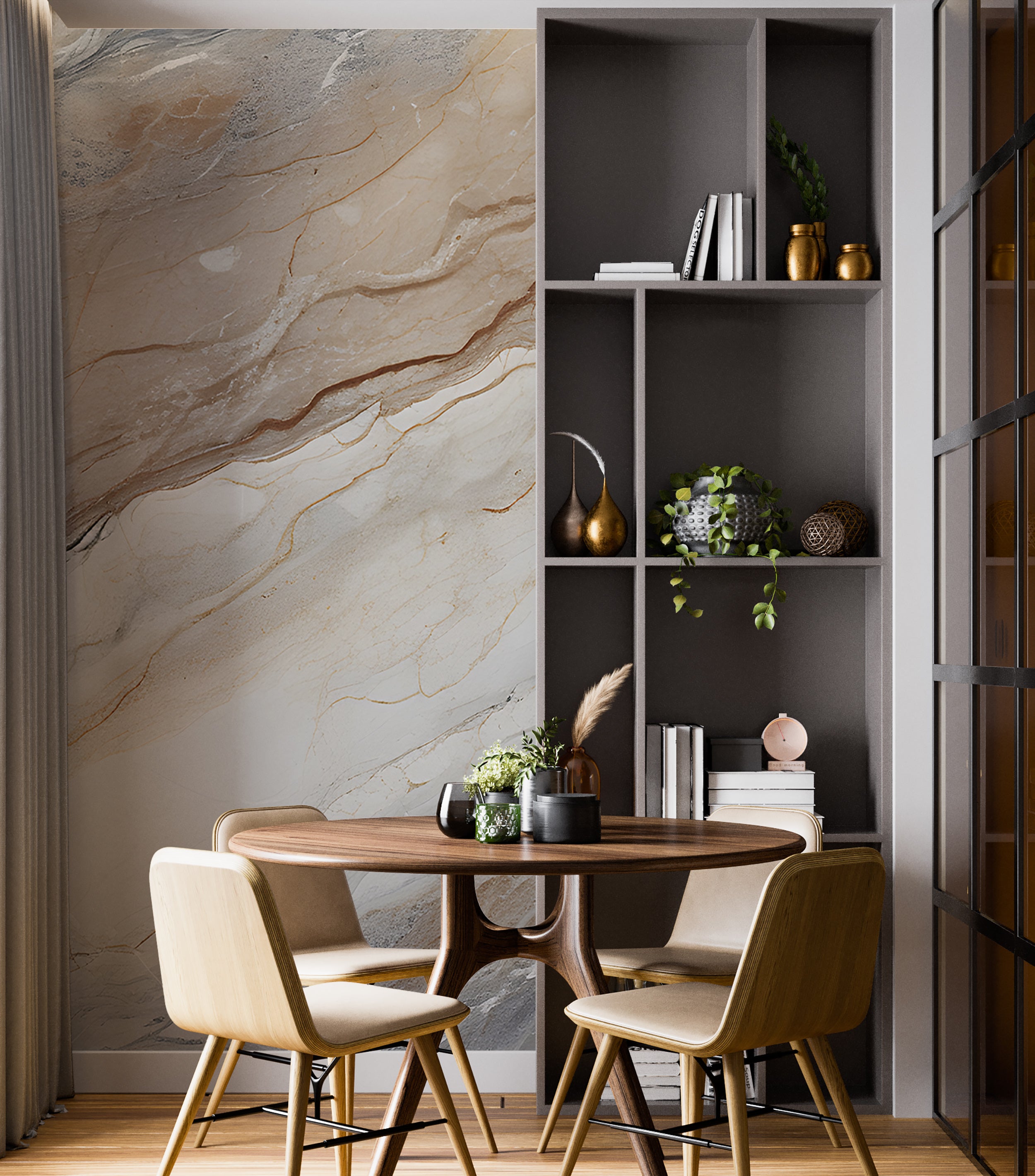 Warm-Toned Marble Wall Decoration