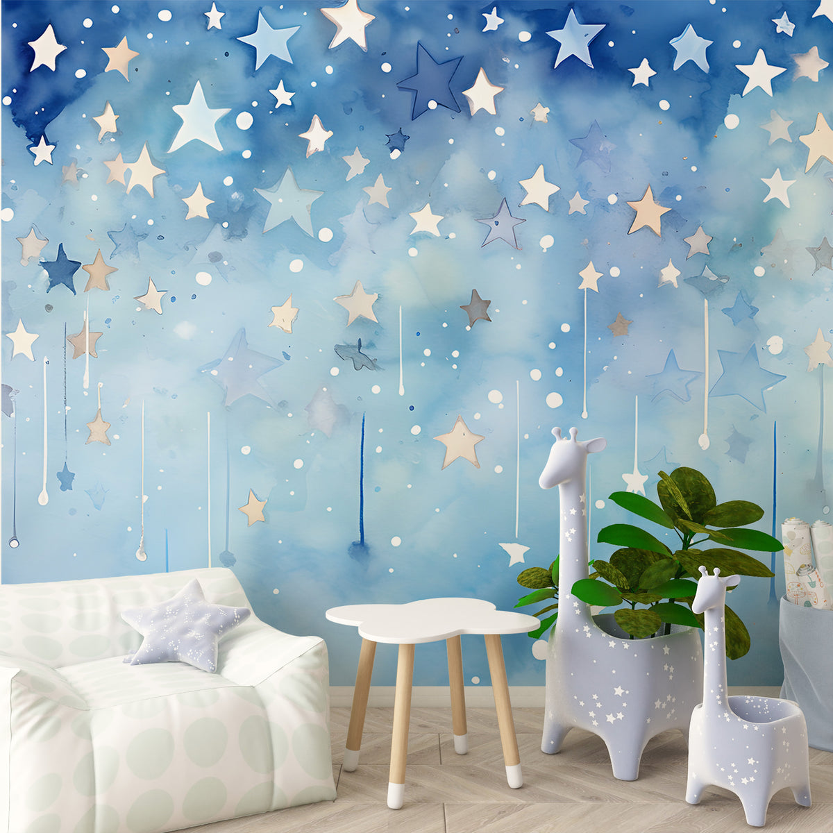 Nursery Stars Mural - Peel and Stick Stars Wallpaper