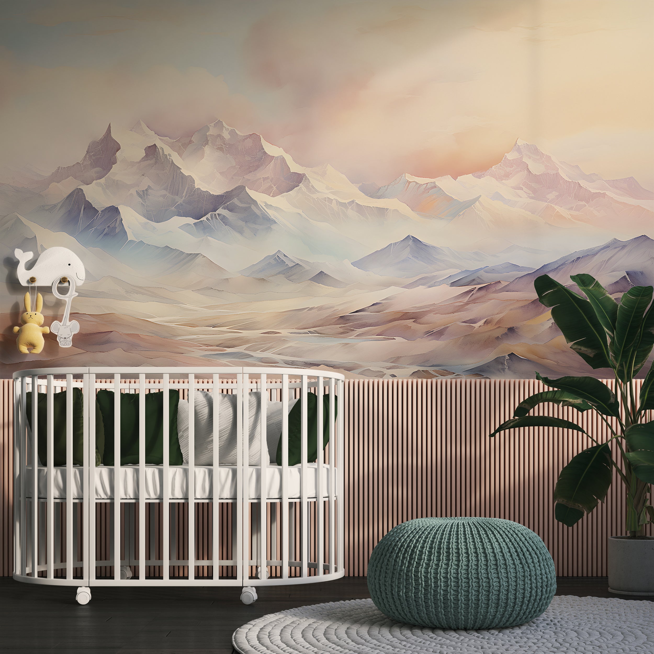 Mountain Range in Watercolor Wall Covering