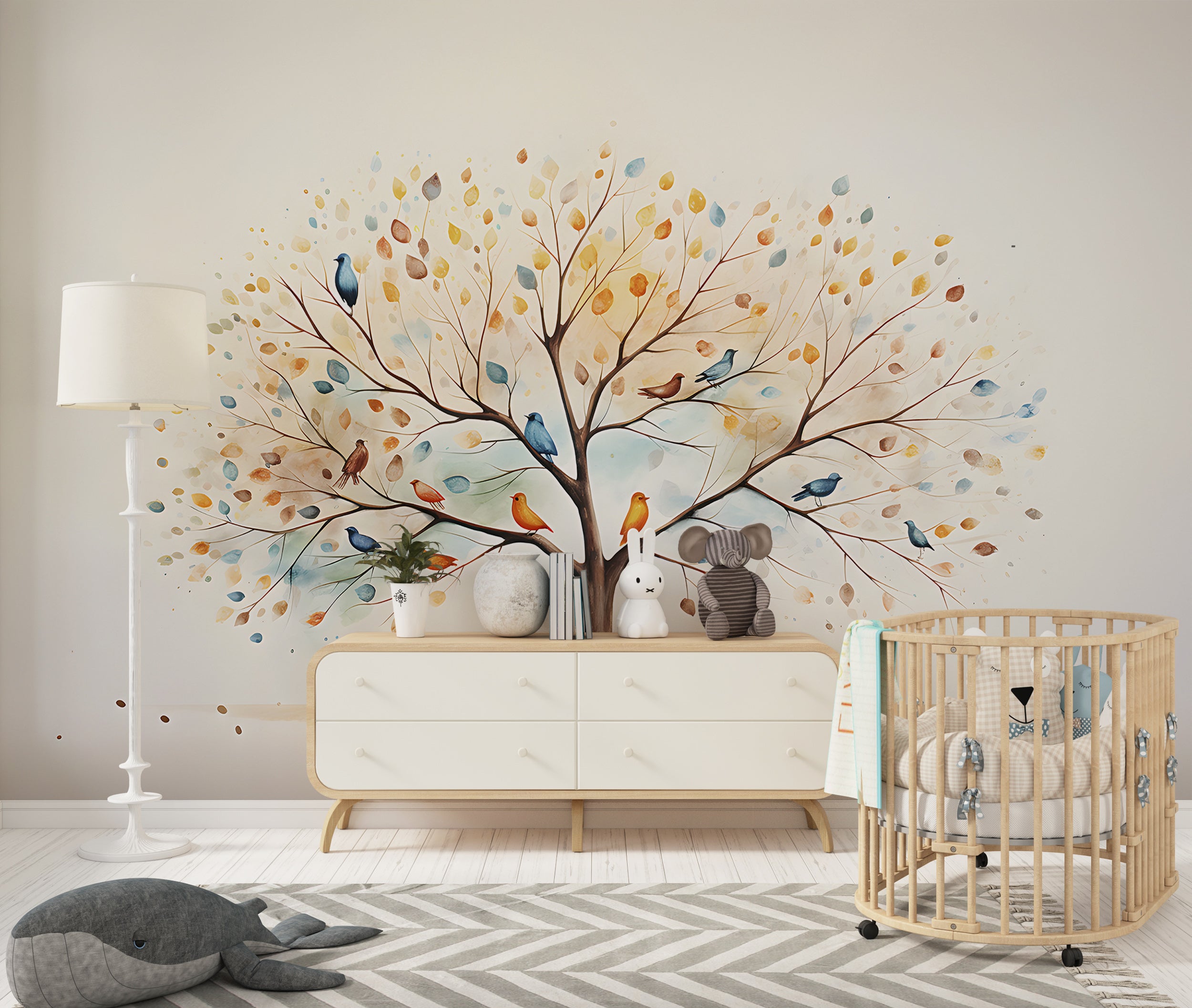 Playful Birds and Leaves Wall Decoration