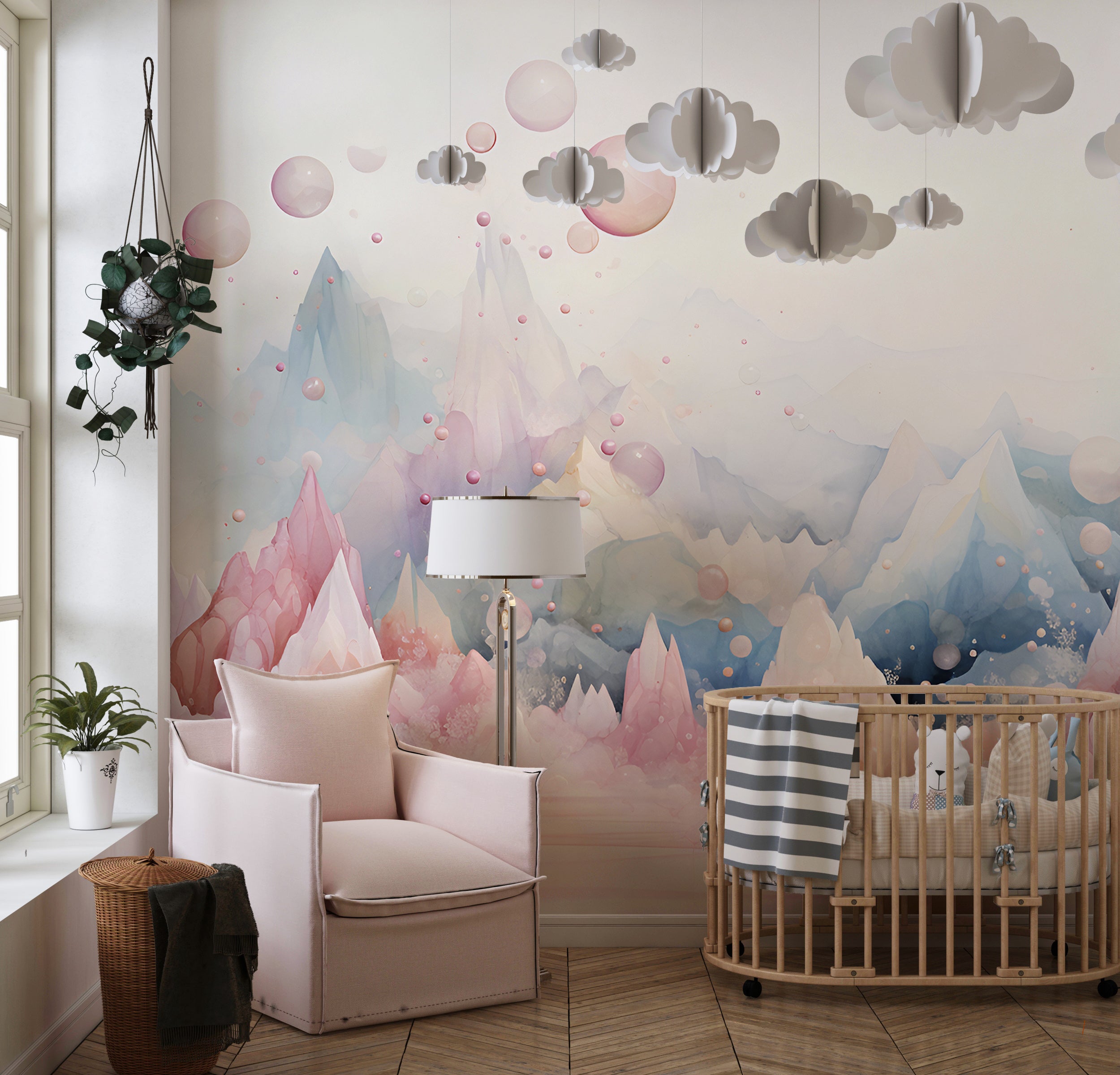 Abstract Nature Nursery Wall Covering