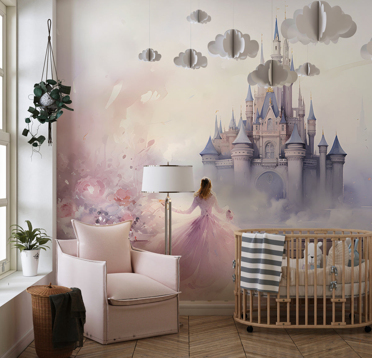 Princess Castle Wall Mural - Nursery Fairytale Wallpaper