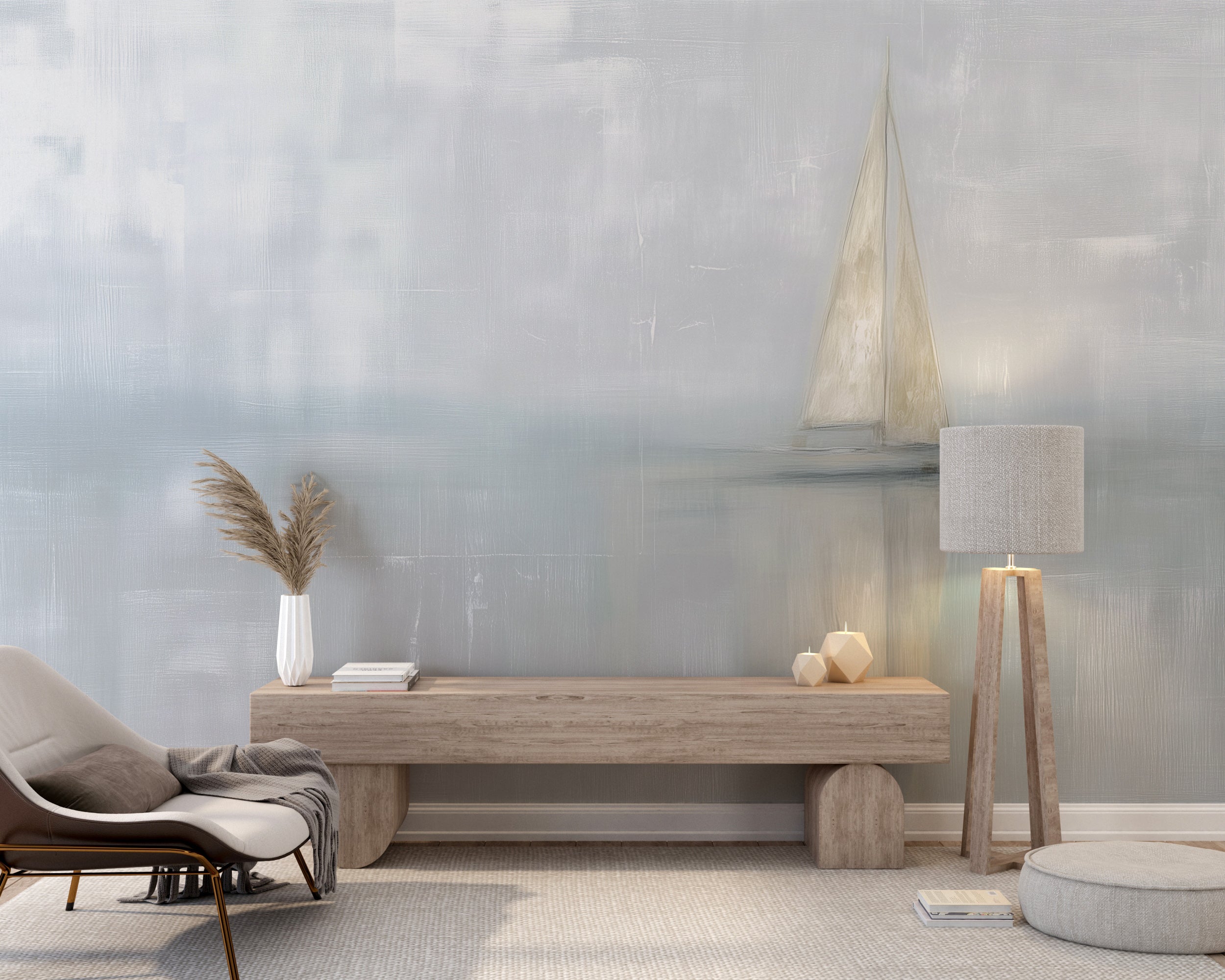 Sailing mural for minimalist interiors

Boat on calm ocean wall mural