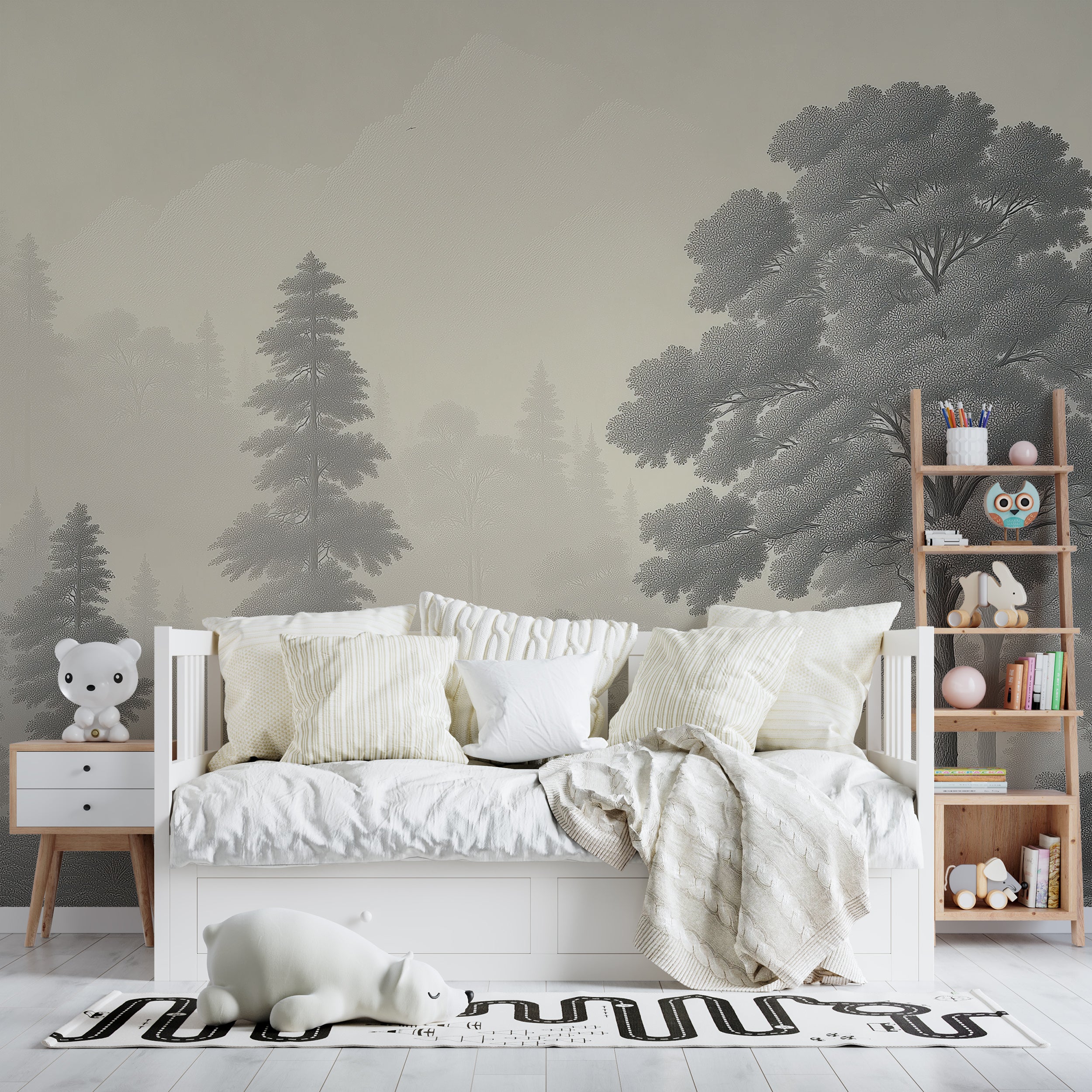 Scandinavian style forest mural

Grayscale pine forest wall mural