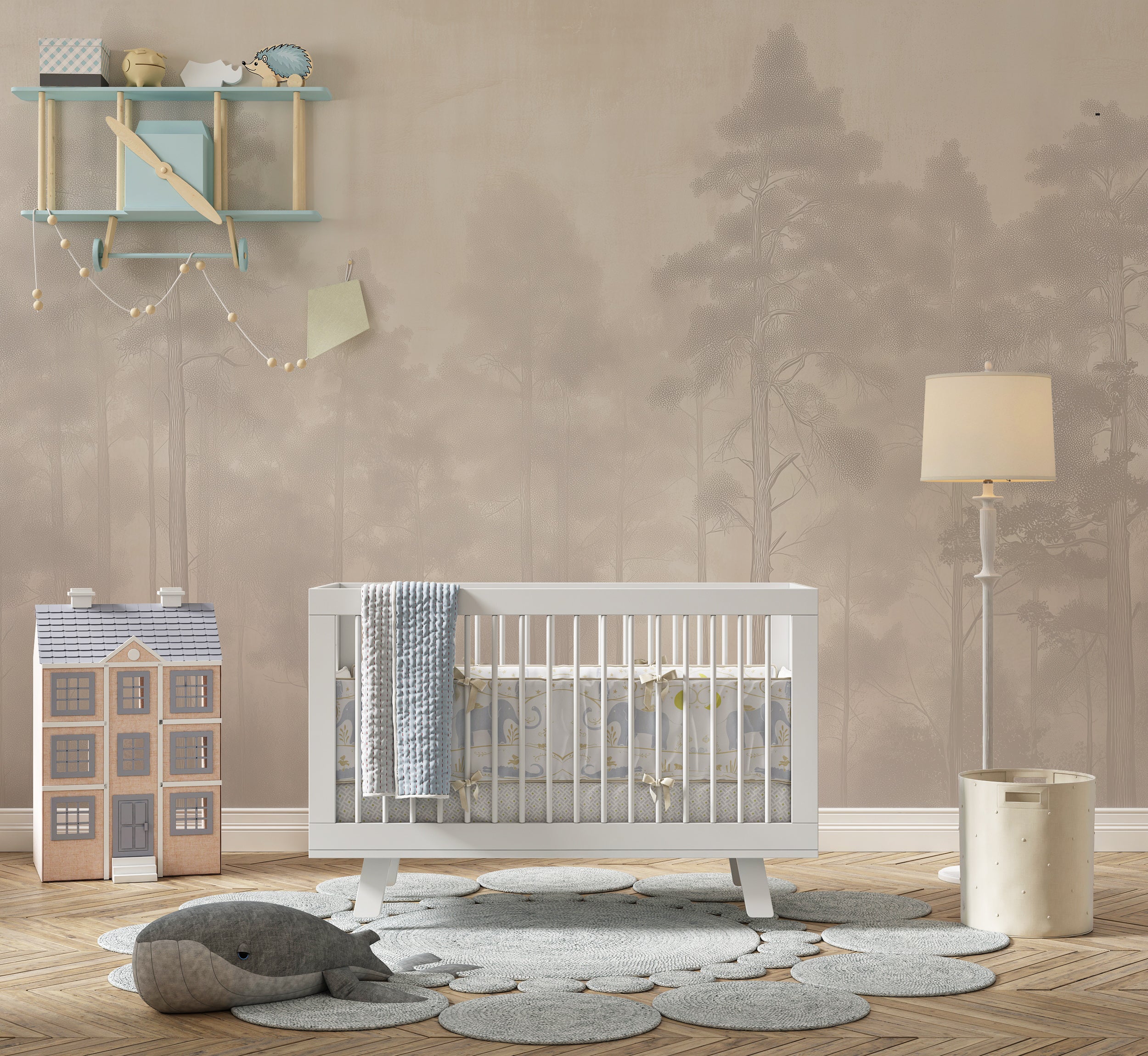 Neutral nature inspired wallpaper

Japandi soft forest wall mural
