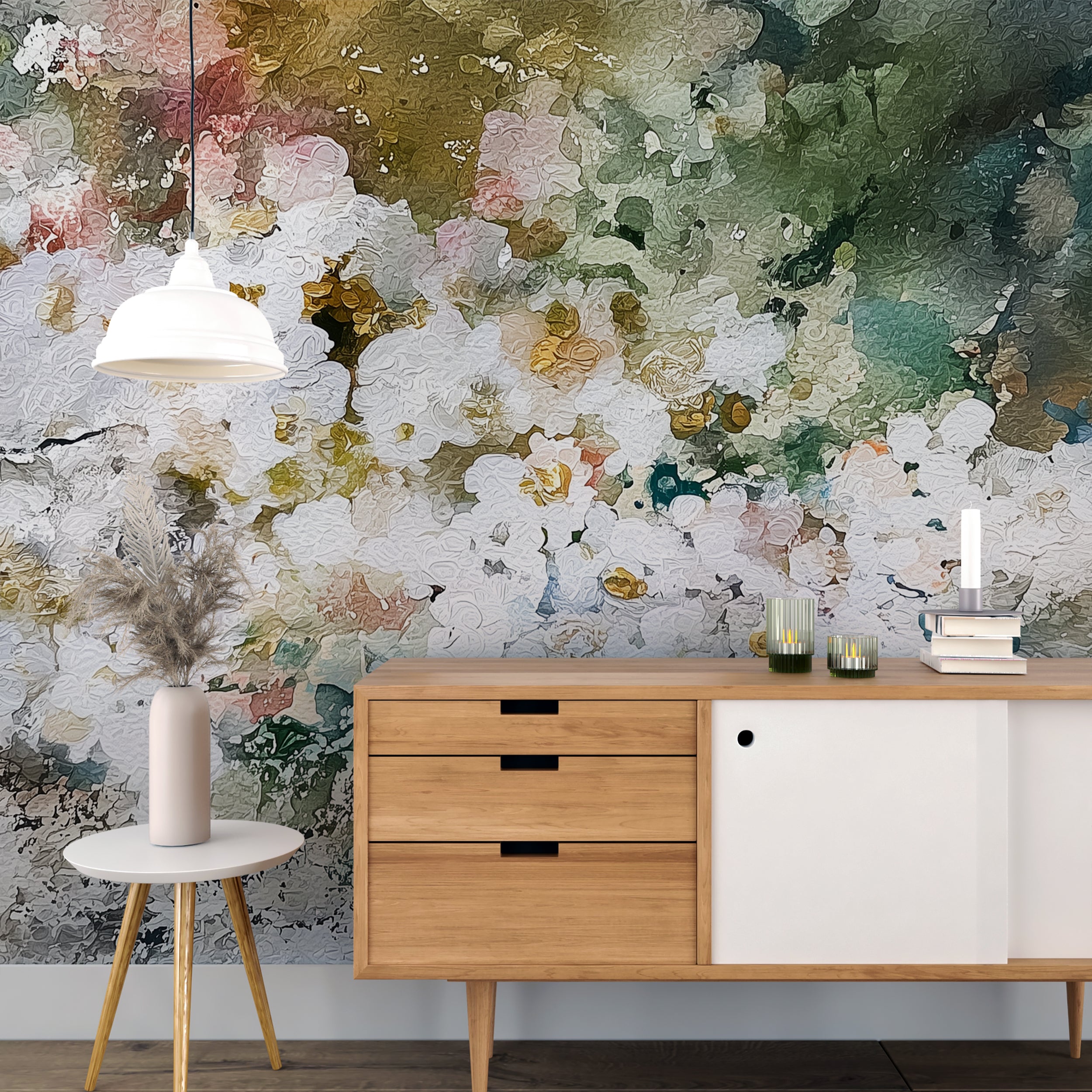 Watercolor Abstract Floral Wall Mural Colorful Artistic Flower Painting Wallpaper