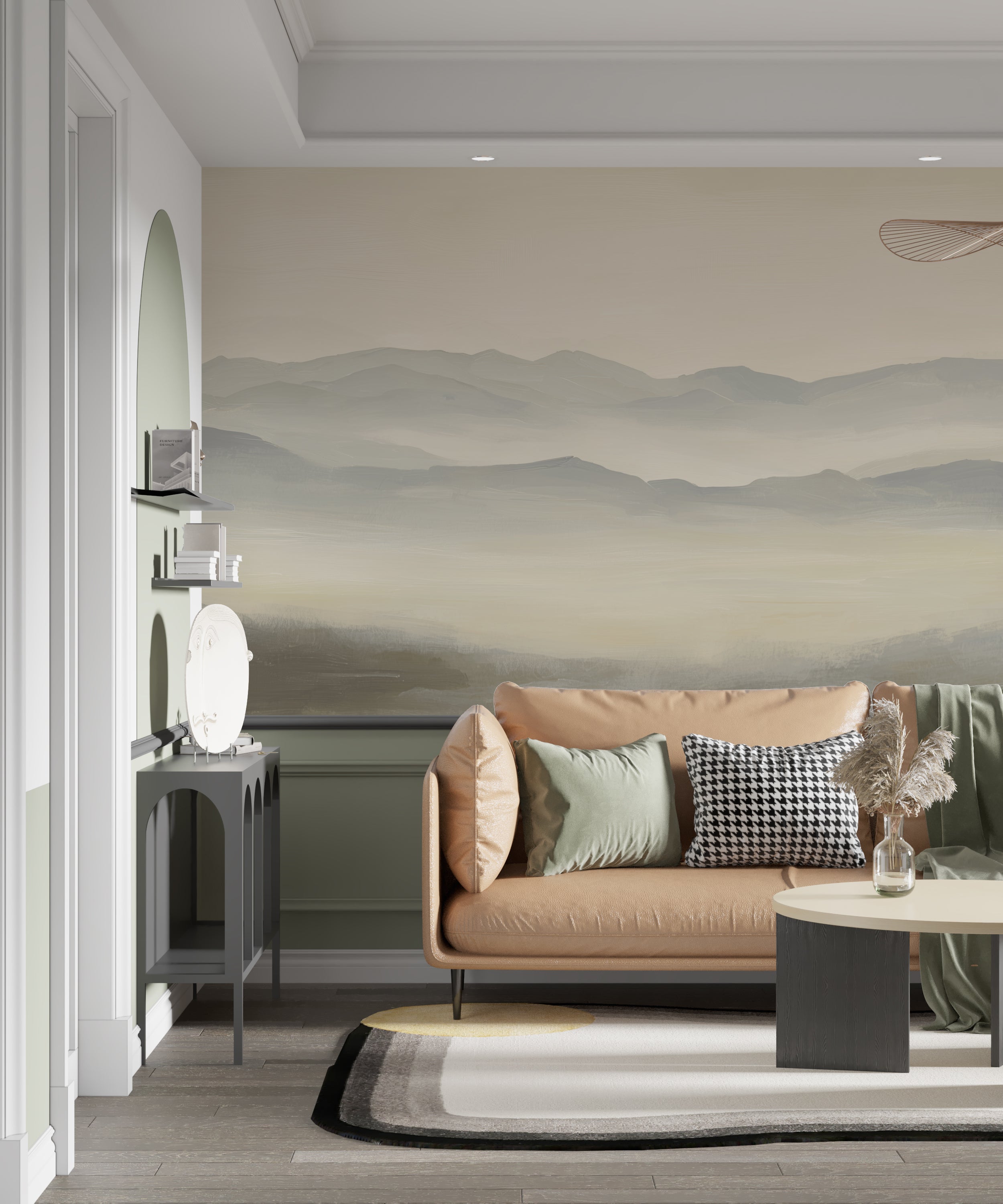 Calming abstract mountain landscape mural

Elegant soft-toned mountains wall design