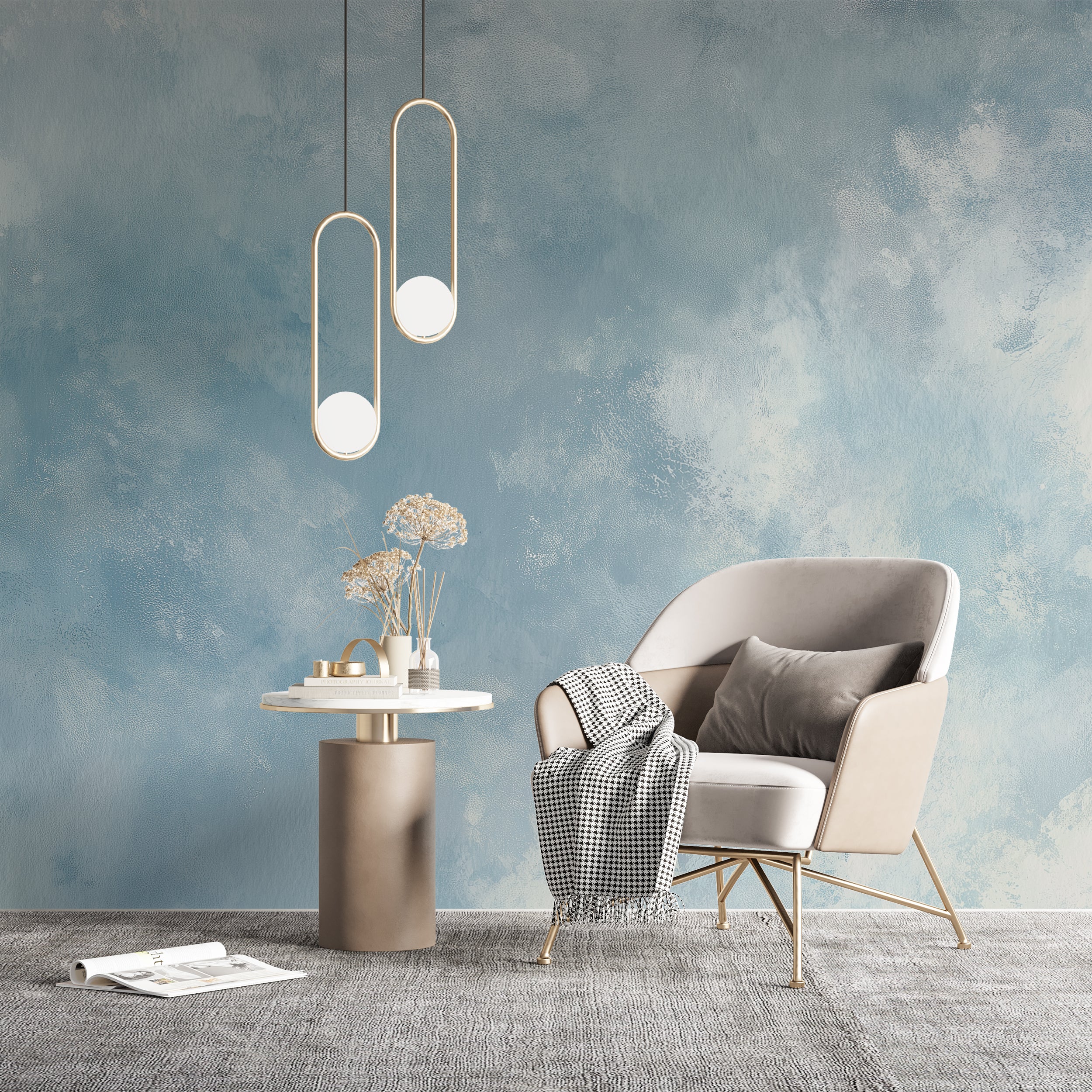 Tranquil wall covering blue tones

Minimalist blue abstract wall decor