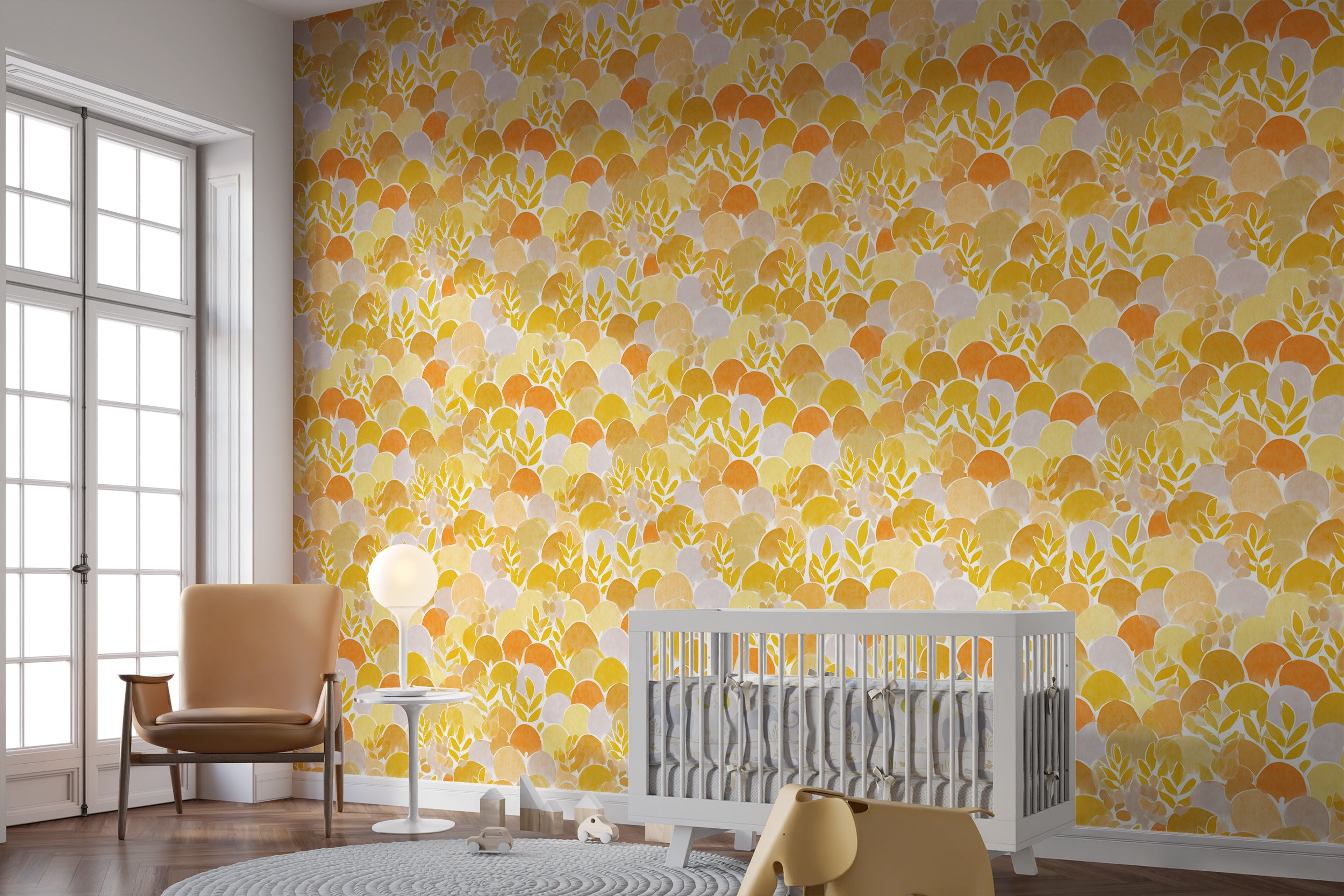 abstract orange leaf pattern for walls

leafy watercolor wallpaper for living room