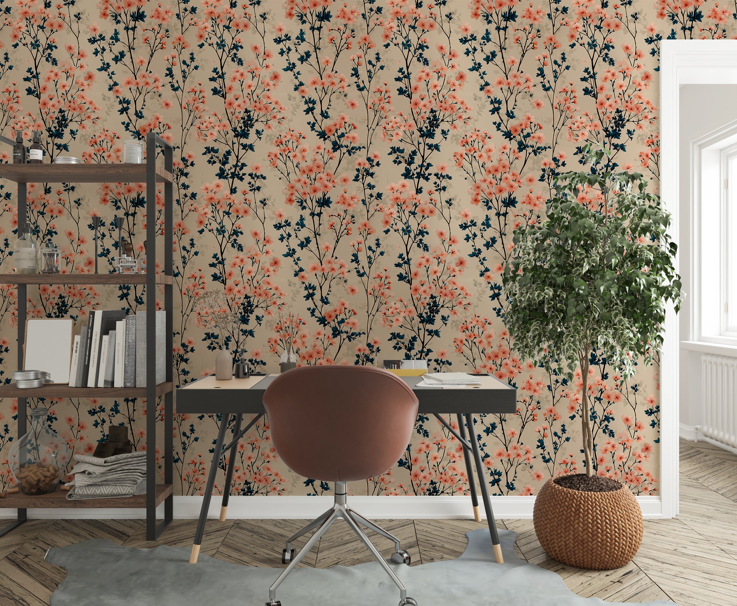 Hand drawn flower wallpaper in color

Romantic peach blossom wallpaper
