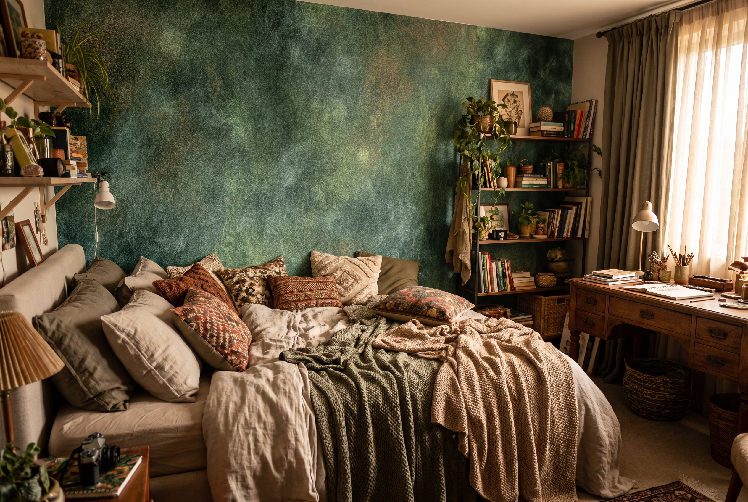 luxury textured wallpaper sage green decor
abstract green wallpaper plaster effect