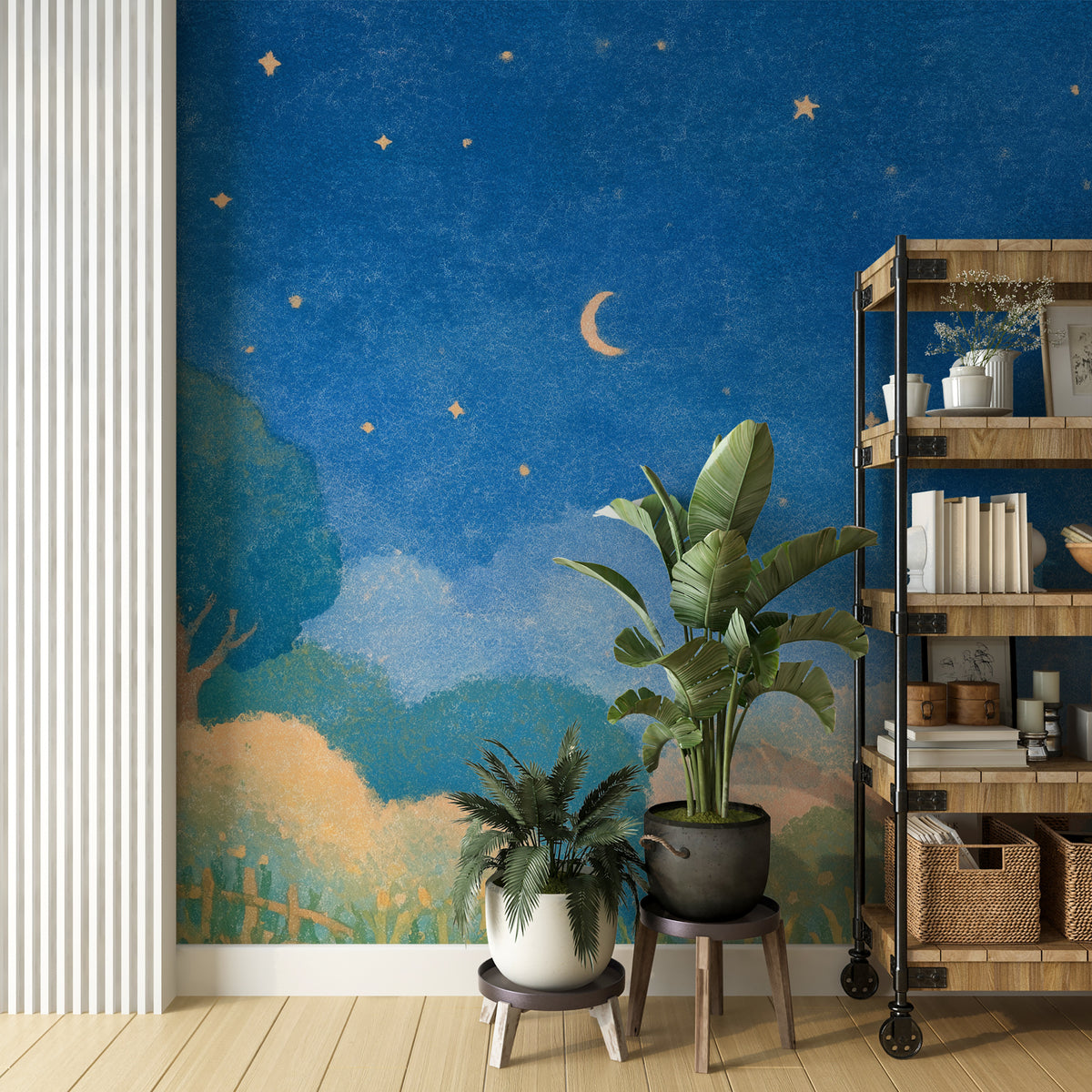 Crescent Moon And Stars Wallpaper With Vintage Storybook Style



Whimsical Blue Celestial Wallpaper With Golden Stars And Soft Clouds