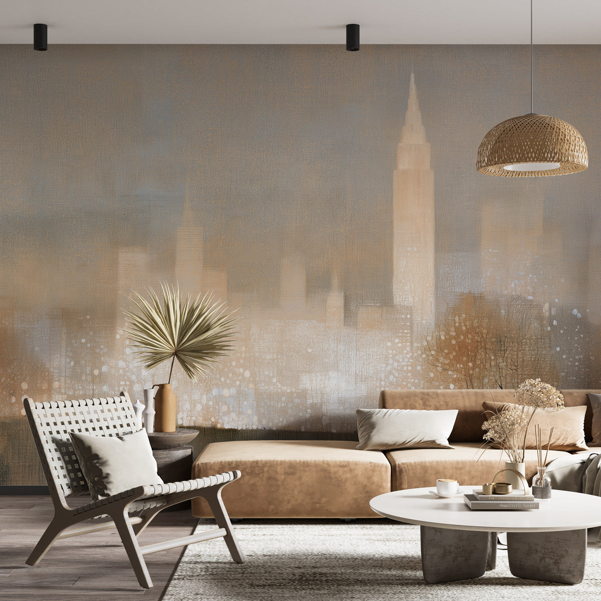 Neutral New York City Wall Mural With Vintage Painterly Texture



Manhattan Urban Landscape Wall Mural With Soft Golden City Lights