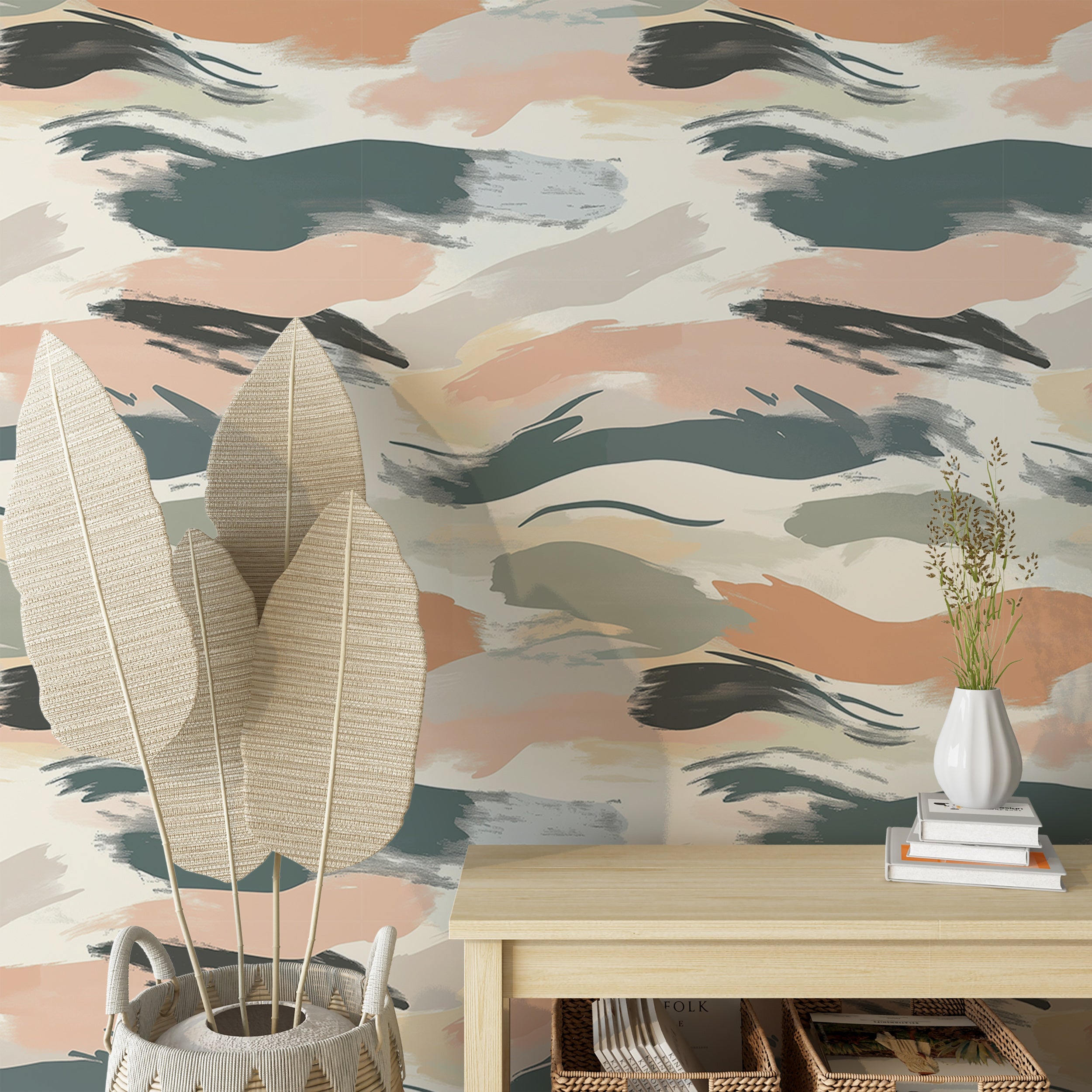 Brush paint wallpaper in pastel colors for artistic decor
Peel and stick wallpaper with light pastel brushstrokes