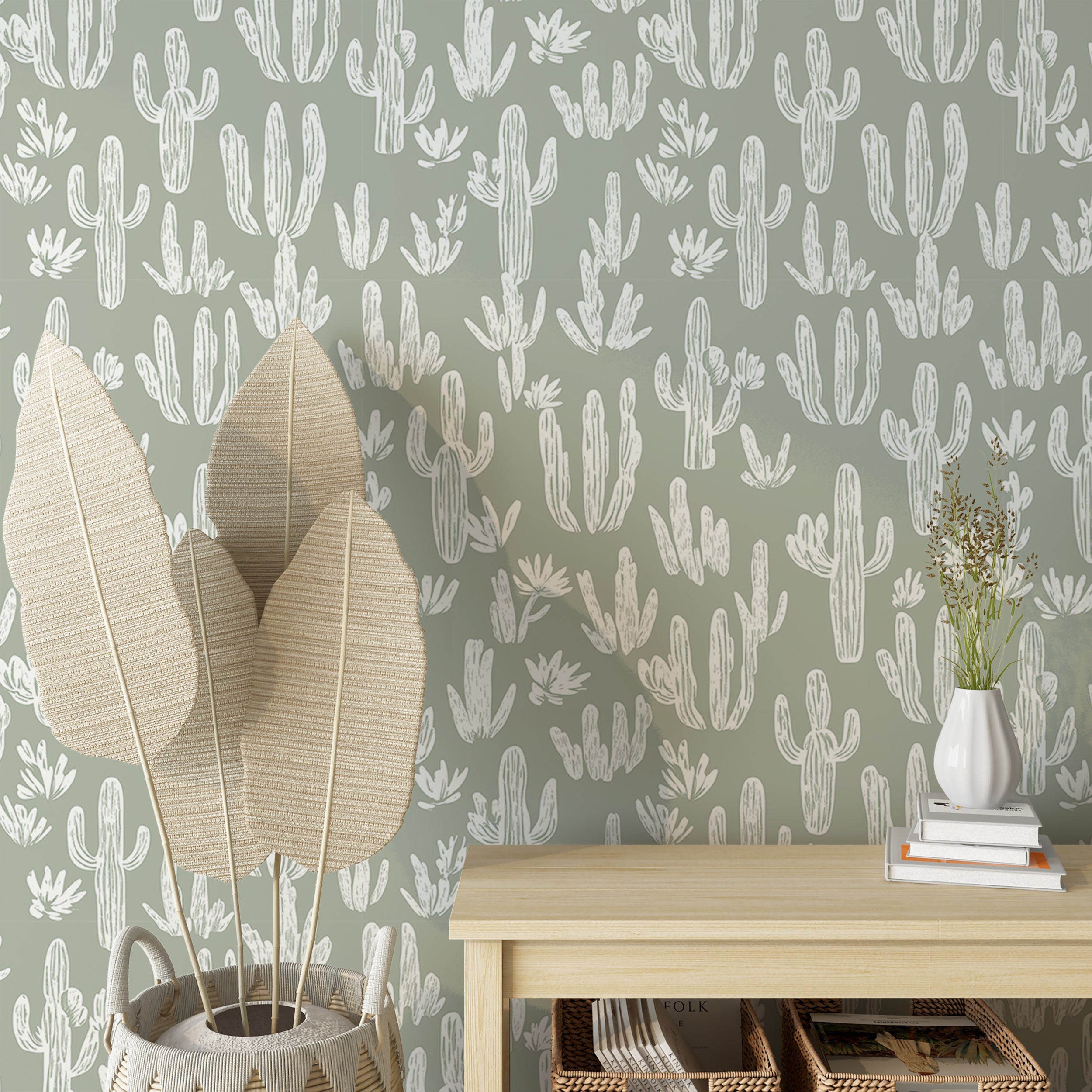 Cactus wallpaper perfect for modern and whimsical decor
Nature-inspired wall covering for lively home spaces