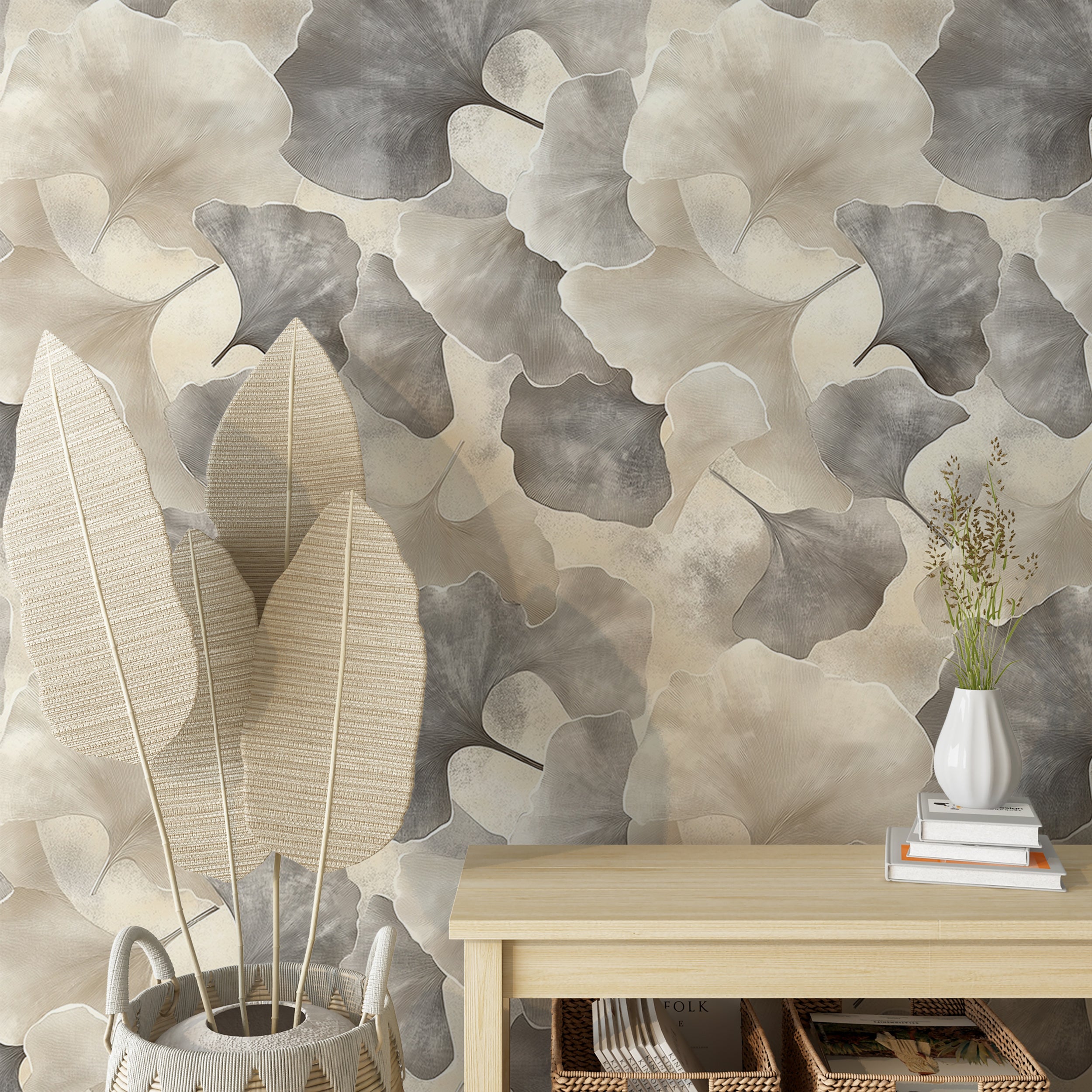 Peel and stick botanical wall covering for elegant homes
Ginkgo leaves wallpaper for nature-inspired decor